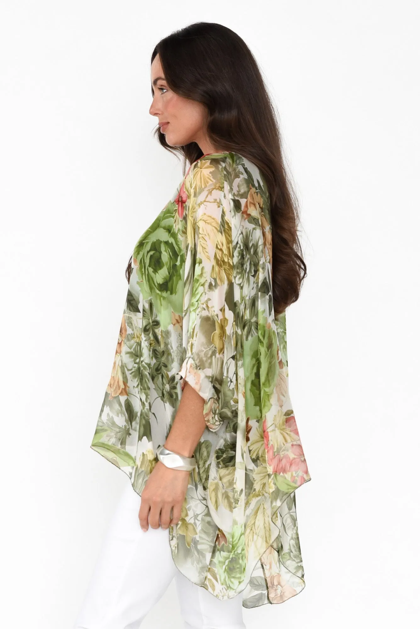 Dinu Green Floral Silk Layer Top sold by Blue Bungalow product image thumbnail 3