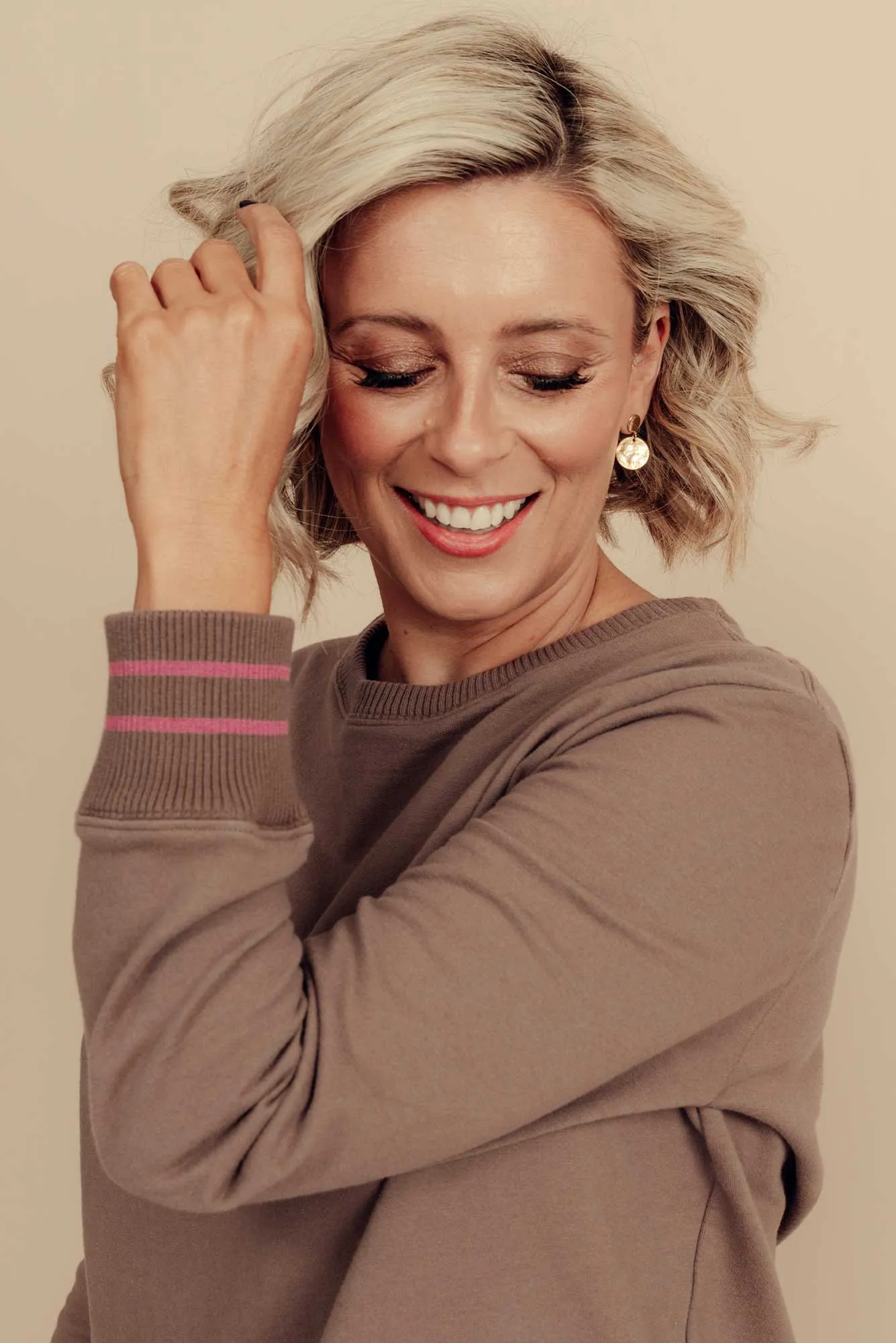 Gold Textured Double Disc Earrings sold by Blue Bungalow