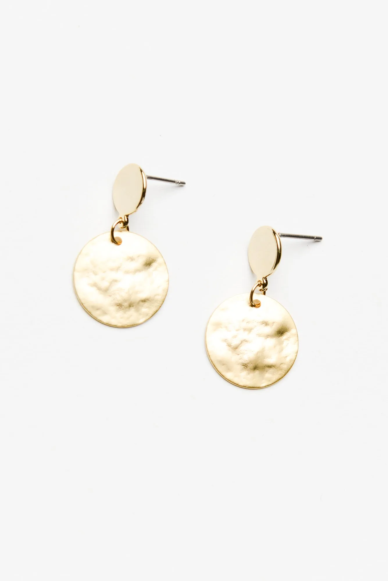 Gold Textured Double Disc Earrings sold by Blue Bungalow product image thumbnail 2