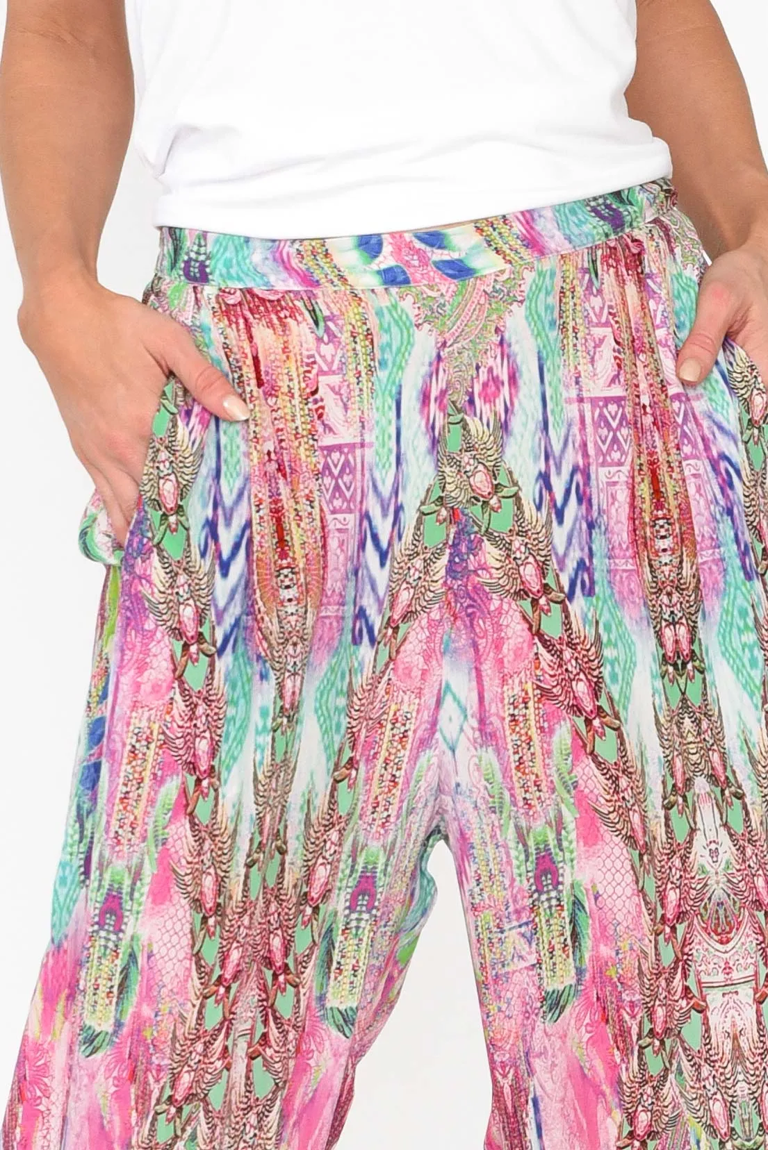 Zahara Pink Silk Wide Leg Pants sold by Blue Bungalow product image thumbnail 4