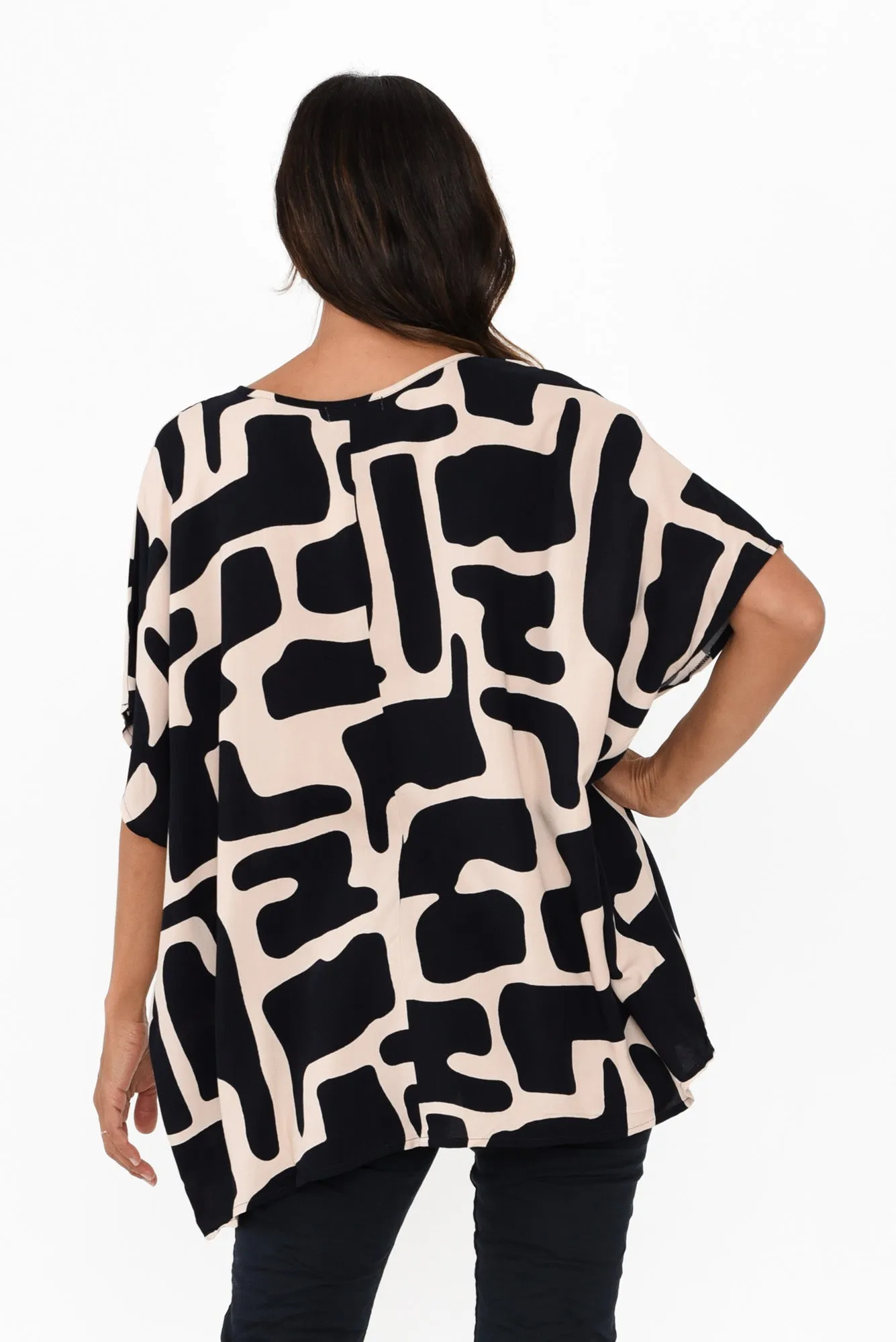 Arina Dark Navy Geo Drape Top sold by Blue Bungalow product image thumbnail 4