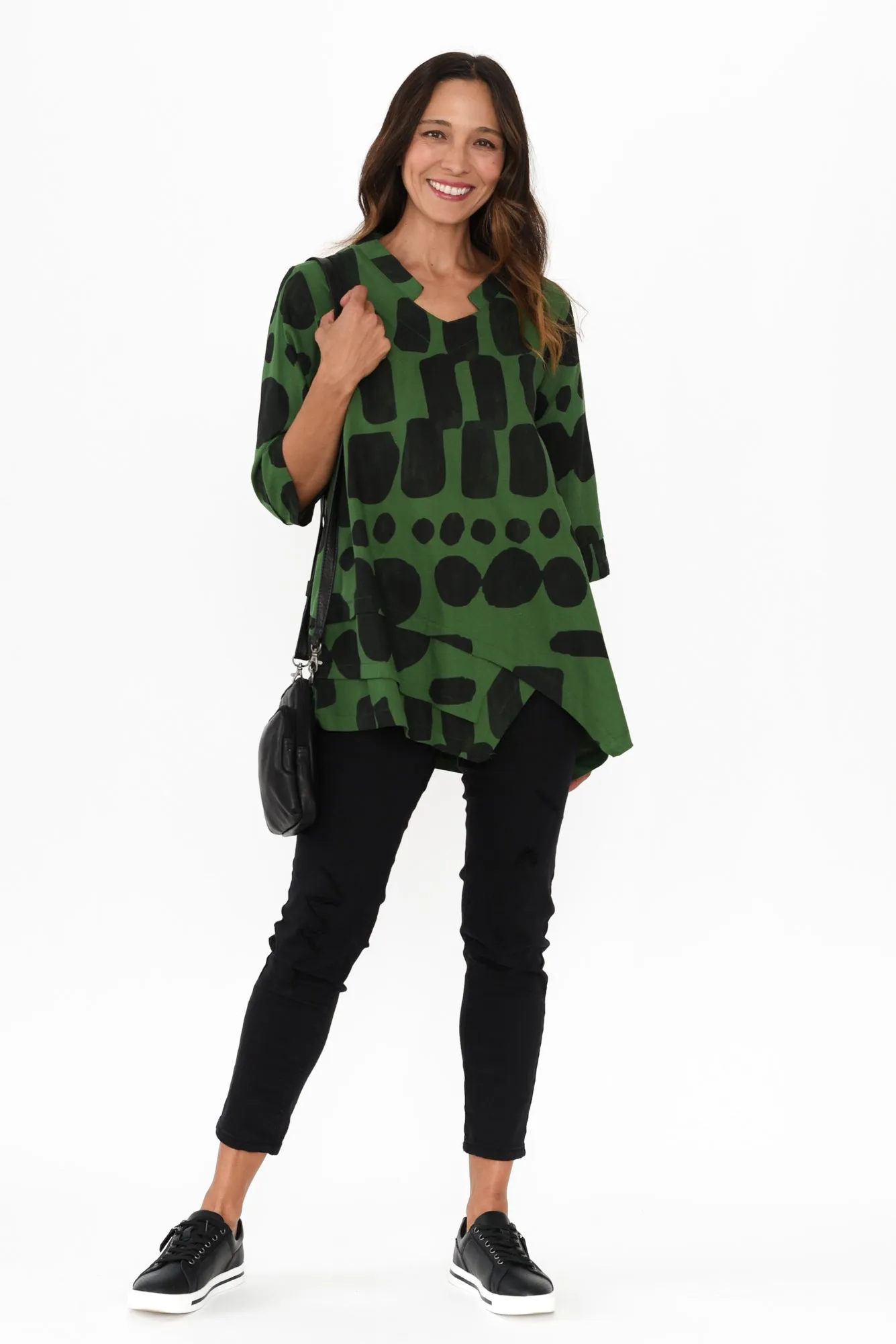 Caro Green Geo Linen Cotton Top sold by Blue Bungalow product image thumbnail 2