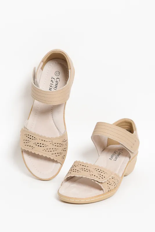 Petal Beige Leather Velcro Sandal sold by Blue Bungalow