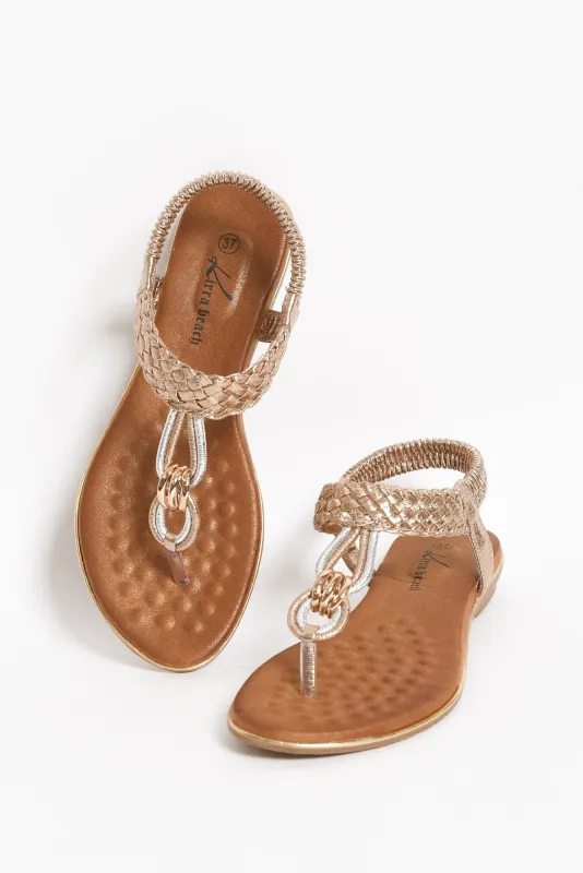 Sue Rose Gold Braided Sandal sold by Blue Bungalow
