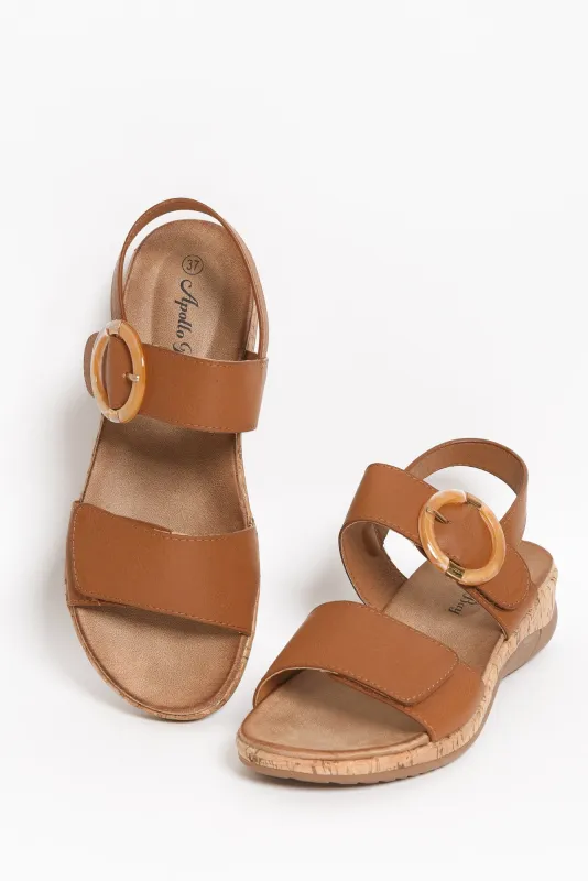 Katherine Tan Velcro Buckle Sandal sold by Blue Bungalow