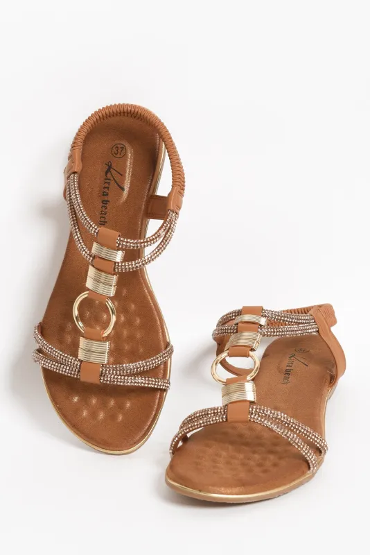 Sony Tan Diamante Sandal sold by Blue Bungalow
