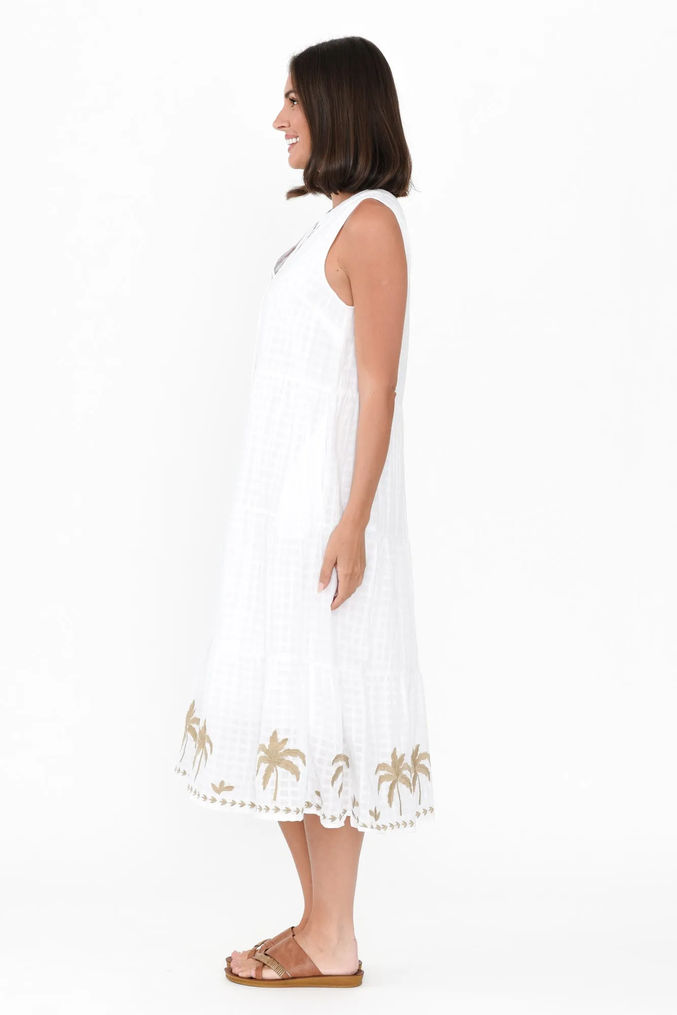Oasis White Palm Cotton Sleeveless Dress sold by Blue Bungalow product image thumbnail 3