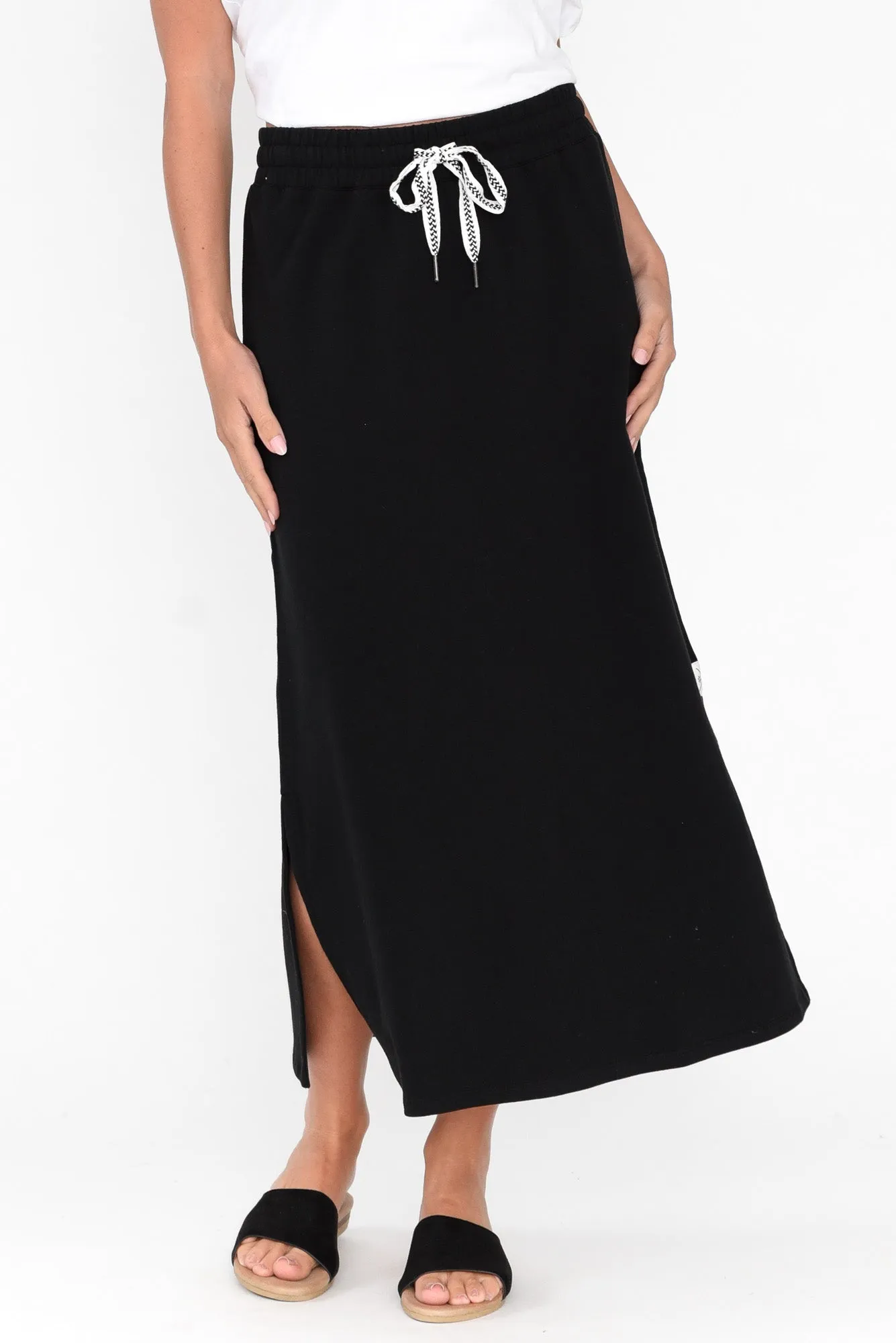 Travel Black Cotton Maxi Skirt sold by Blue Bungalow