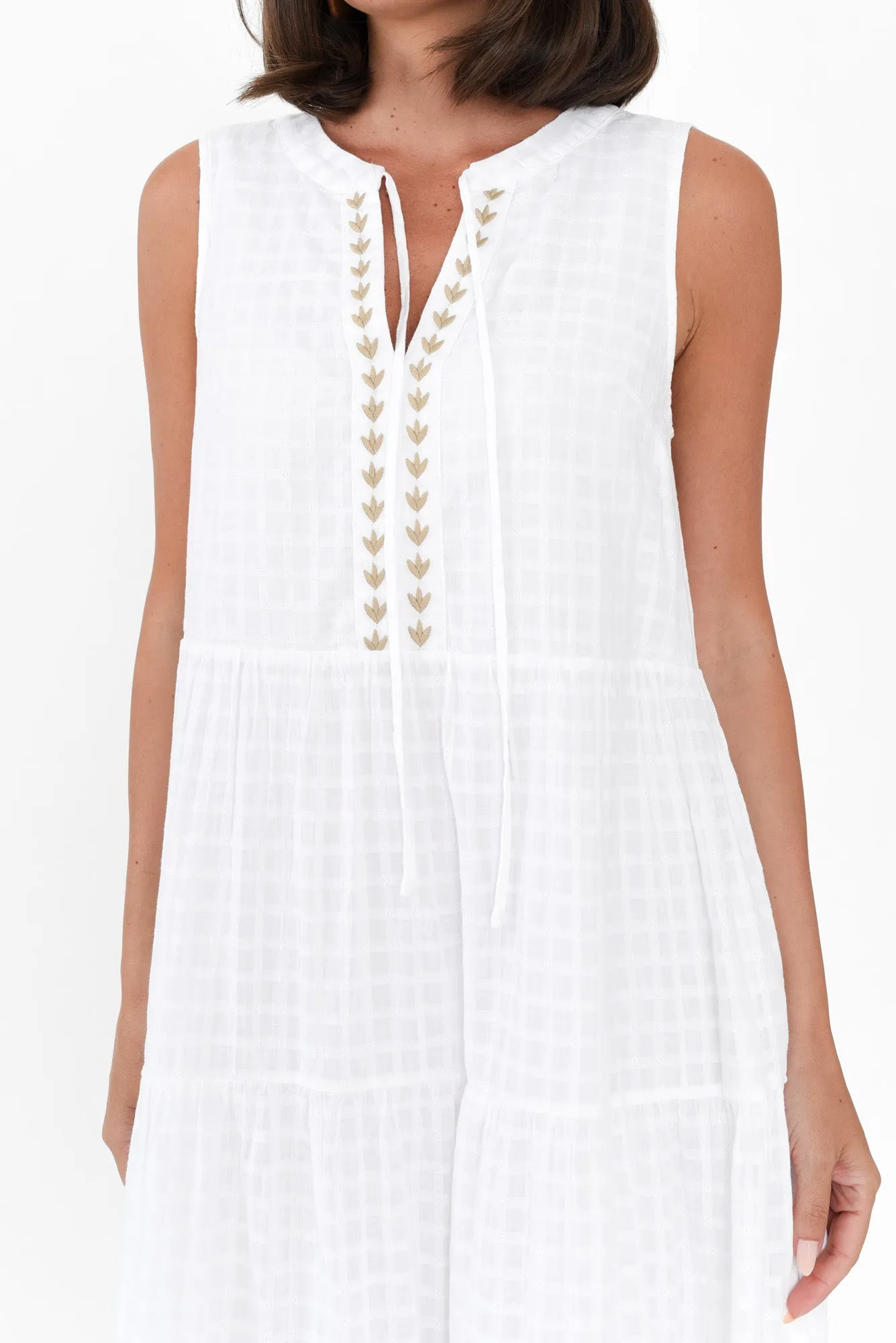 Oasis White Palm Cotton Sleeveless Dress sold by Blue Bungalow product image thumbnail 5