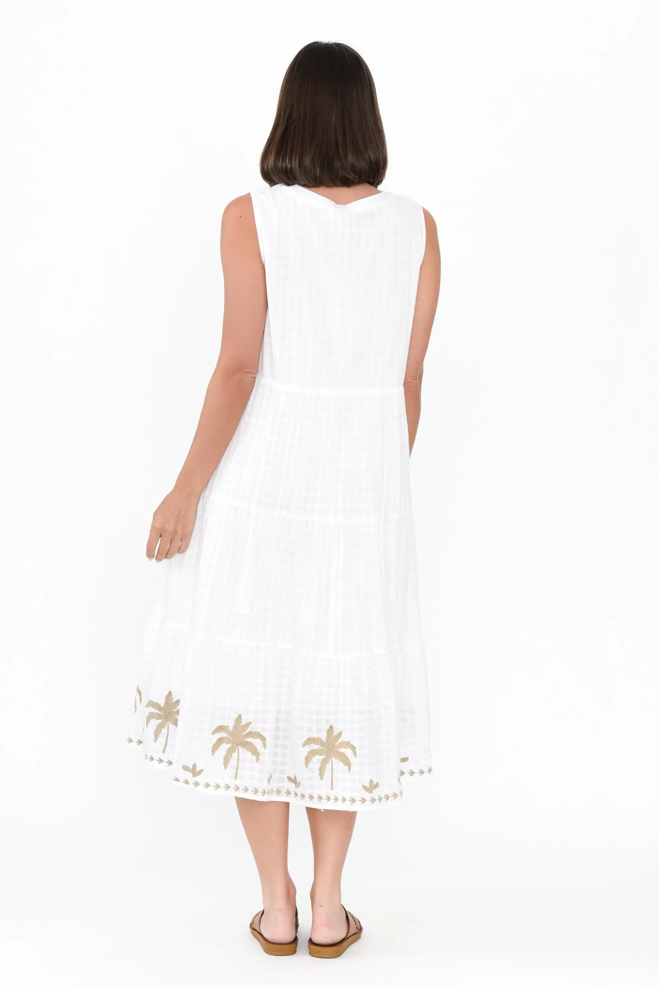 Oasis White Palm Cotton Sleeveless Dress sold by Blue Bungalow product image thumbnail 4