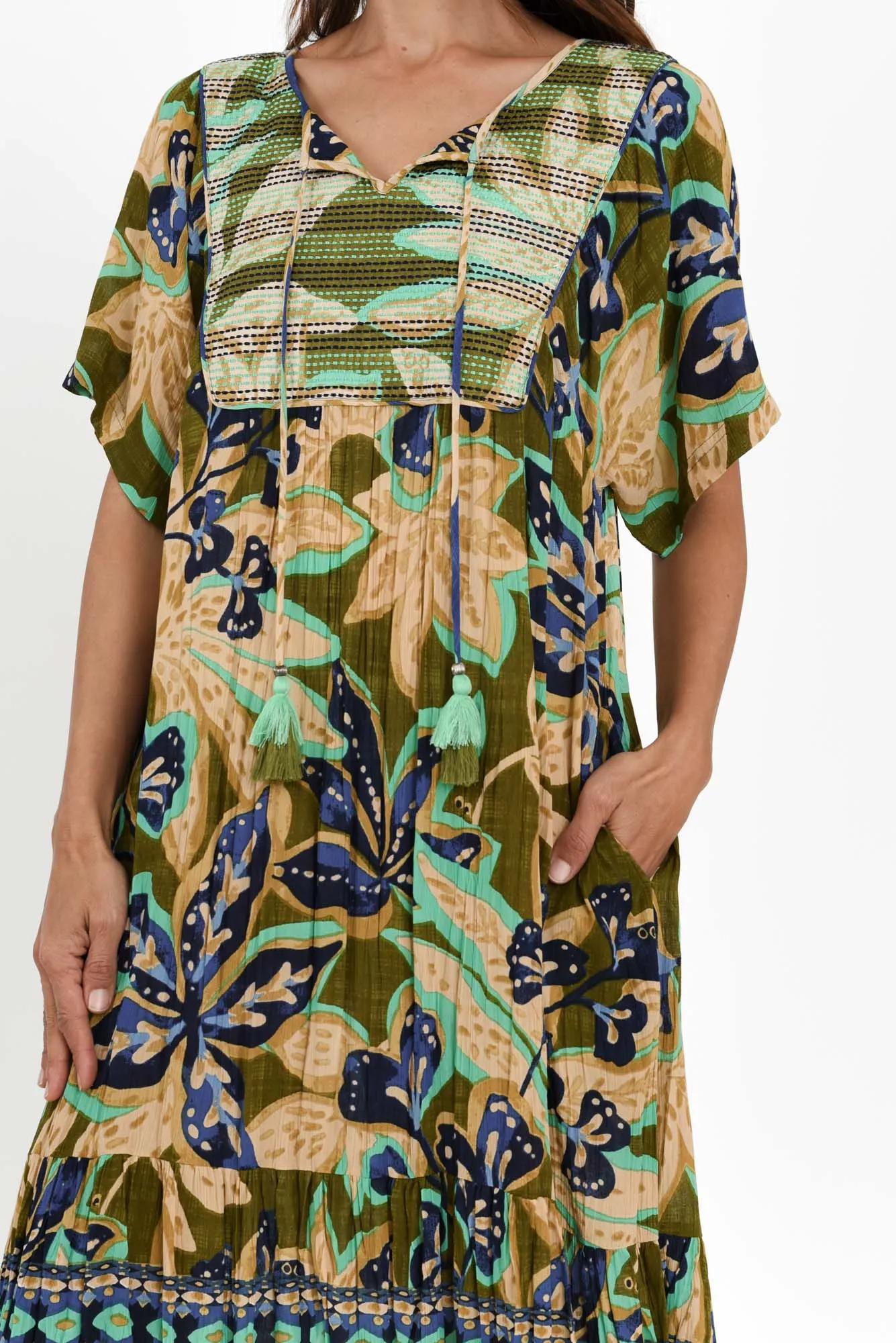 Kennedy Green Floral Tassel Dress sold by Blue Bungalow product image thumbnail 5