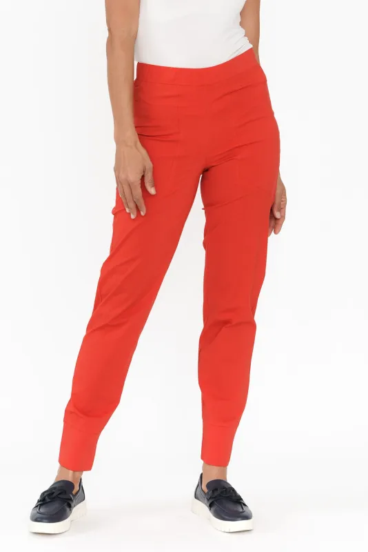 Ashton Red Cotton Stretch Pants sold by Blue Bungalow