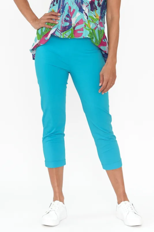 Asa Blue Cotton Stretch Capri Pants sold by Blue Bungalow