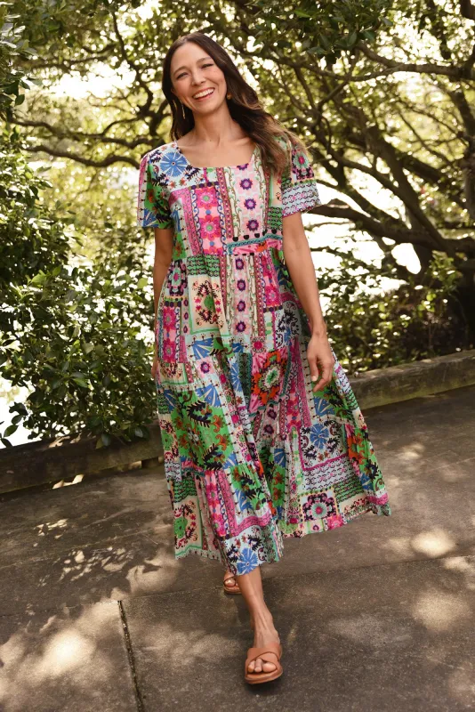 Violet Green Abstract Cotton Pocket Dress sold by Blue Bungalow