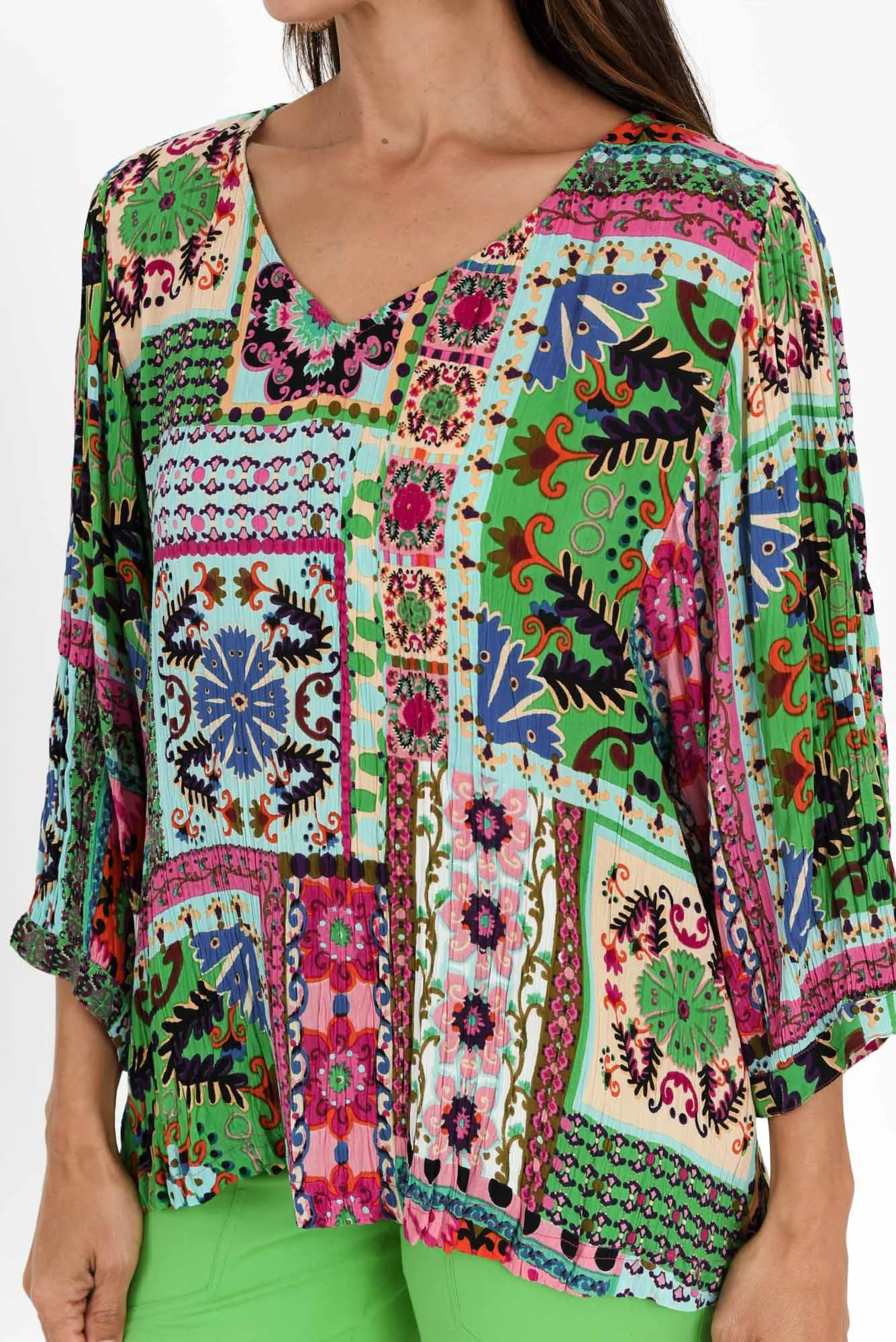 Sherrie Green Abstract V Neck Top sold by Blue Bungalow product image thumbnail 5