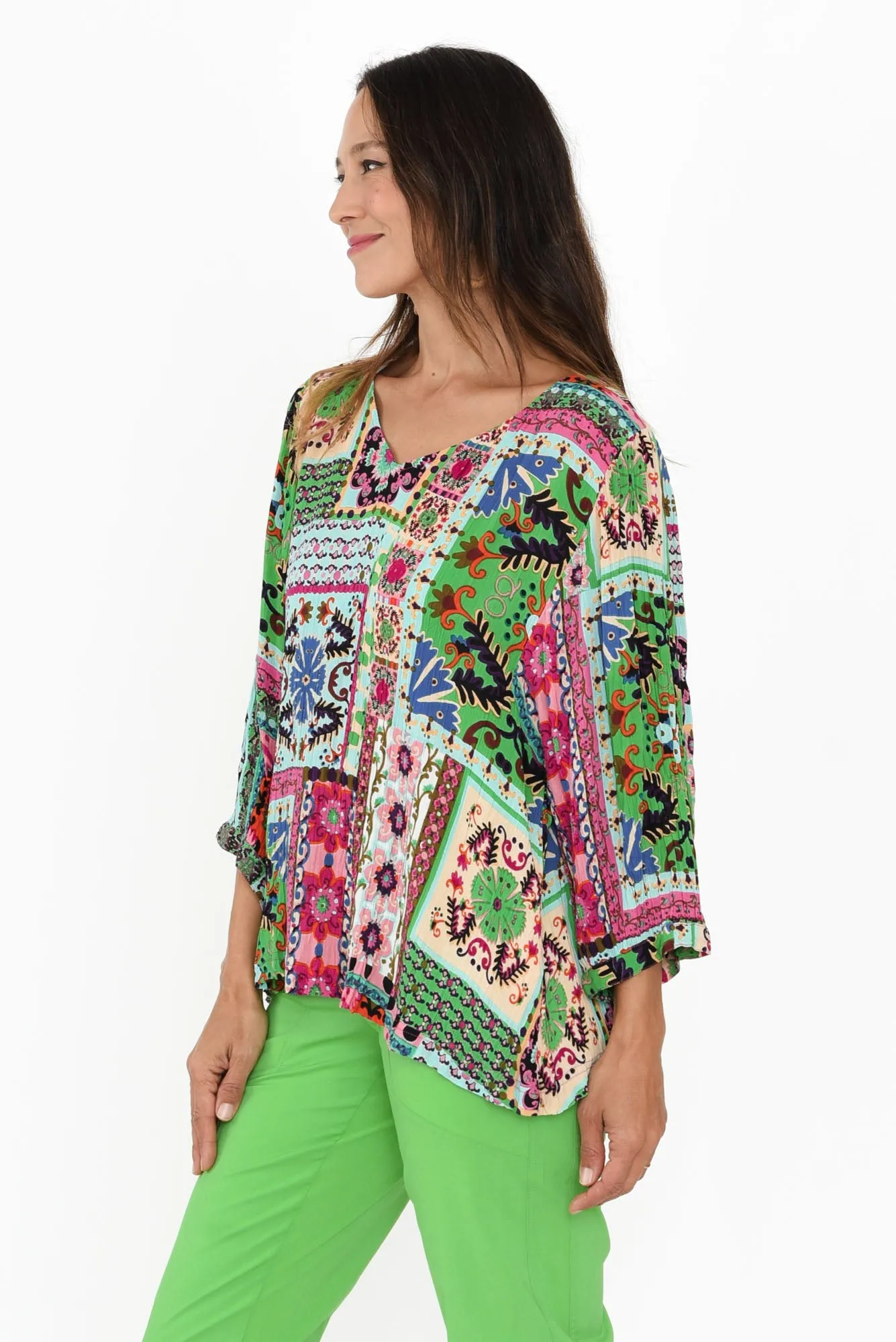 Sherrie Green Abstract V Neck Top sold by Blue Bungalow product image thumbnail 3