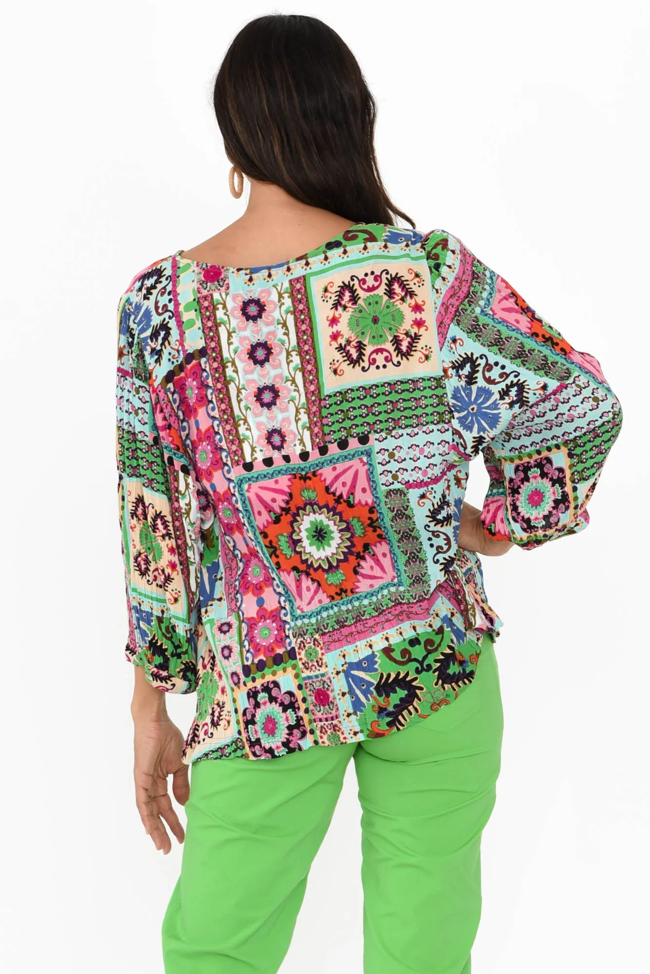 Sherrie Green Abstract V Neck Top sold by Blue Bungalow product image thumbnail 4