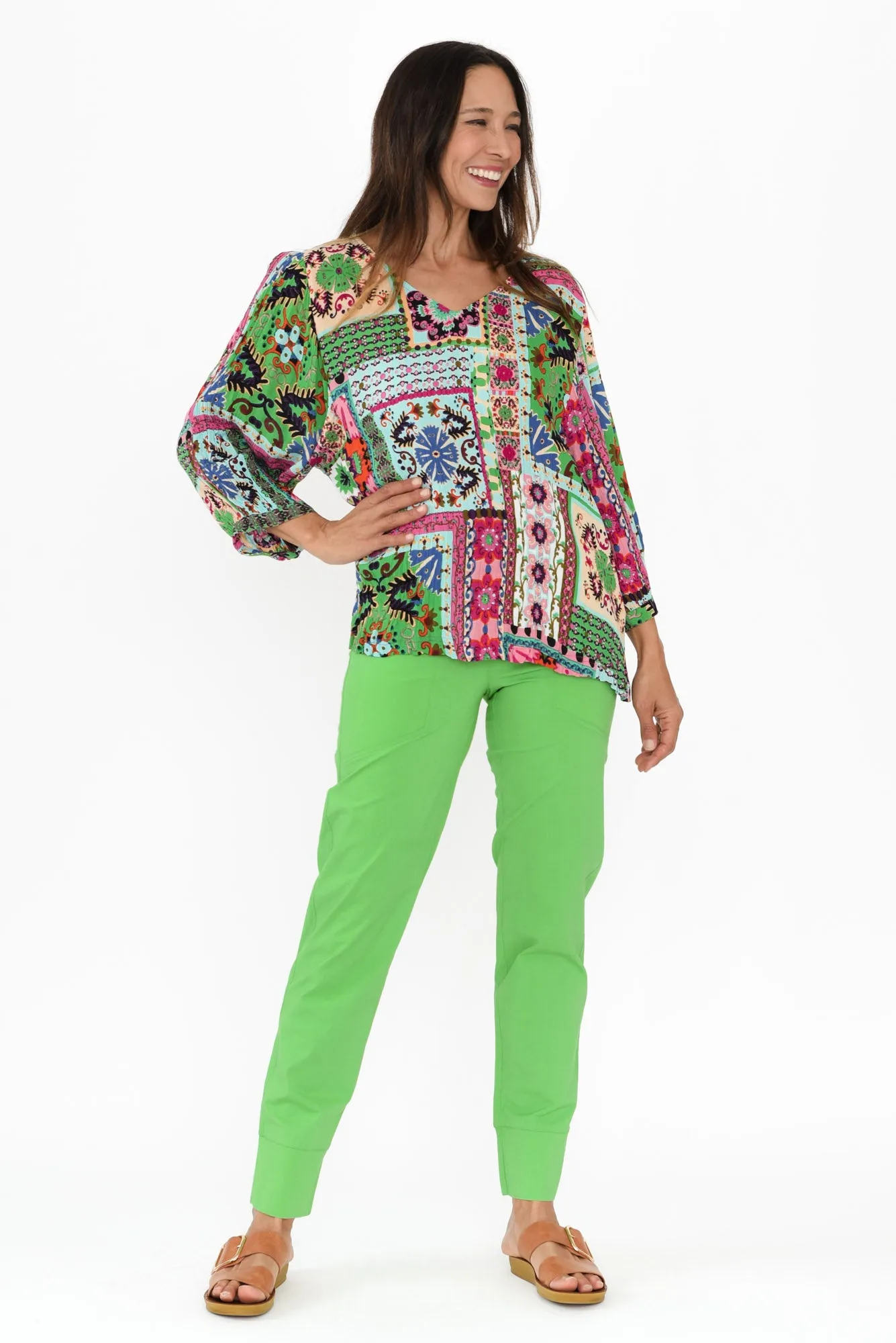 Sherrie Green Abstract V Neck Top sold by Blue Bungalow product image thumbnail 2