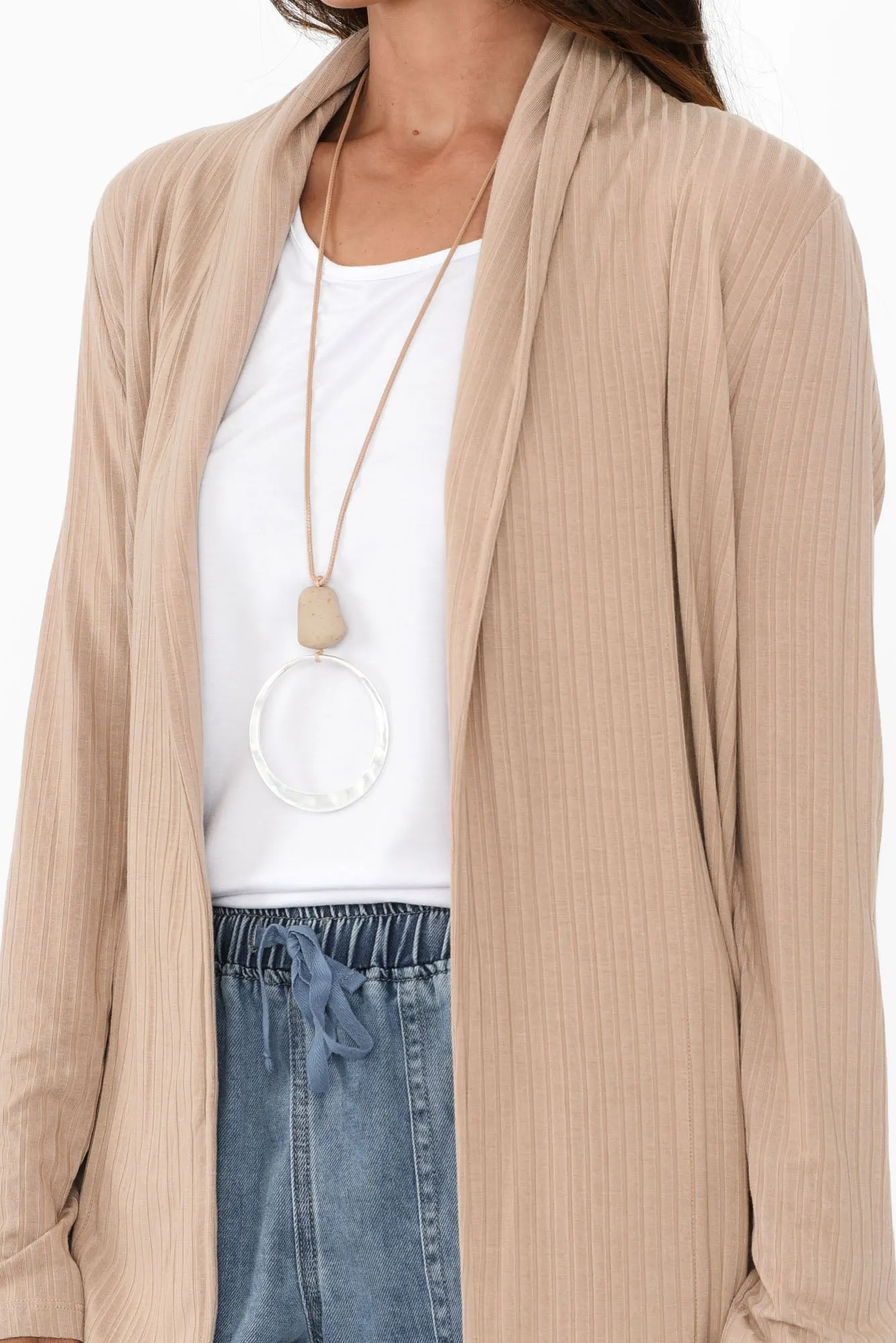 Portland Taupe Ribbed Cardigan sold by Blue Bungalow product image thumbnail 5