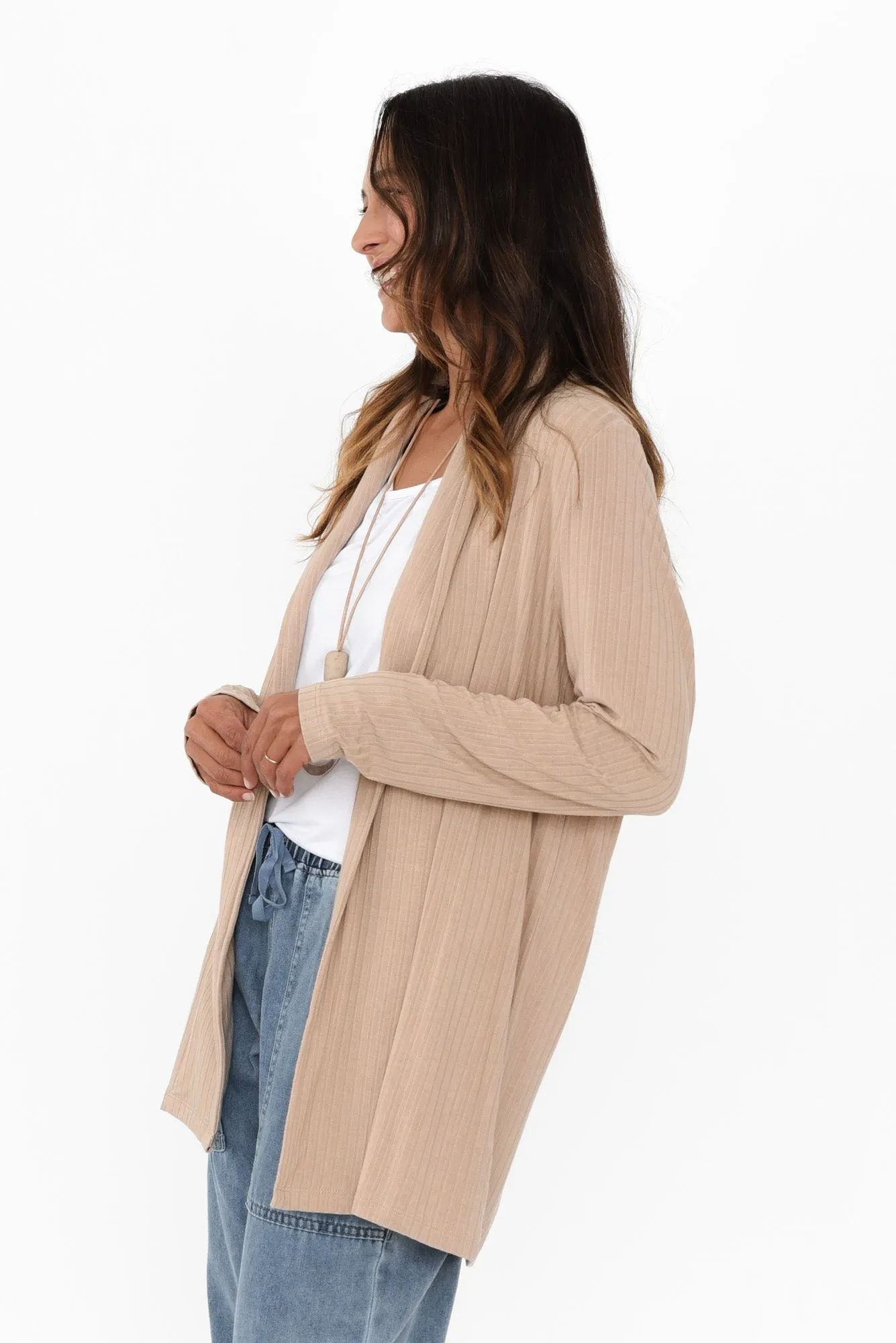 Portland Taupe Ribbed Cardigan sold by Blue Bungalow product image thumbnail 3