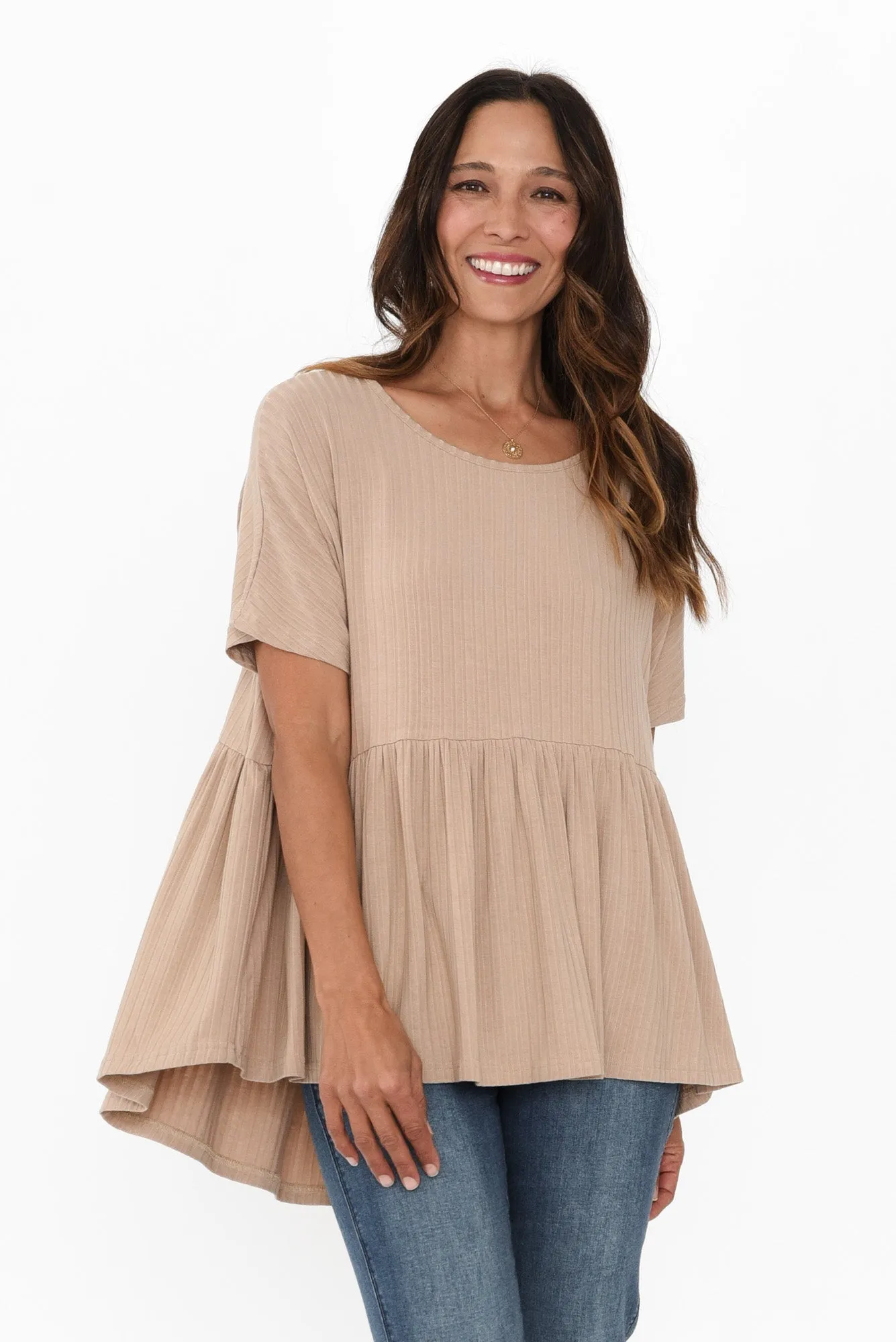 Trinity Taupe Ruffle Hem Top sold by Blue Bungalow product image thumbnail 2