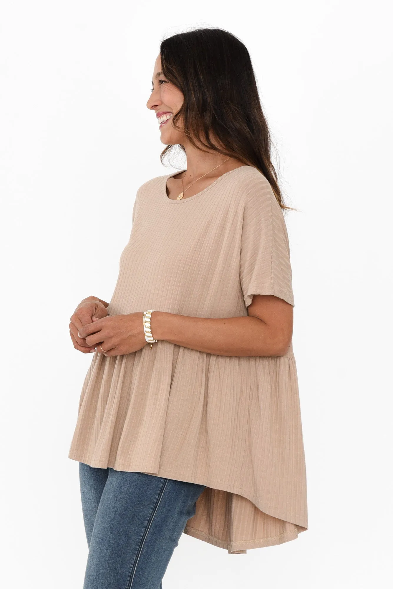 Trinity Taupe Ruffle Hem Top sold by Blue Bungalow product image thumbnail 4