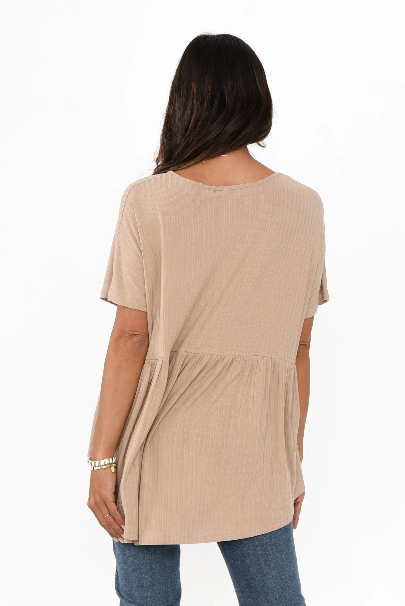 Trinity Taupe Ruffle Hem Top sold by Blue Bungalow product image thumbnail 5