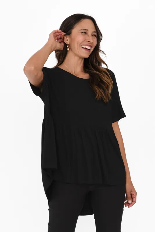 Trinity Black Ruffle Hem Top sold by Blue Bungalow