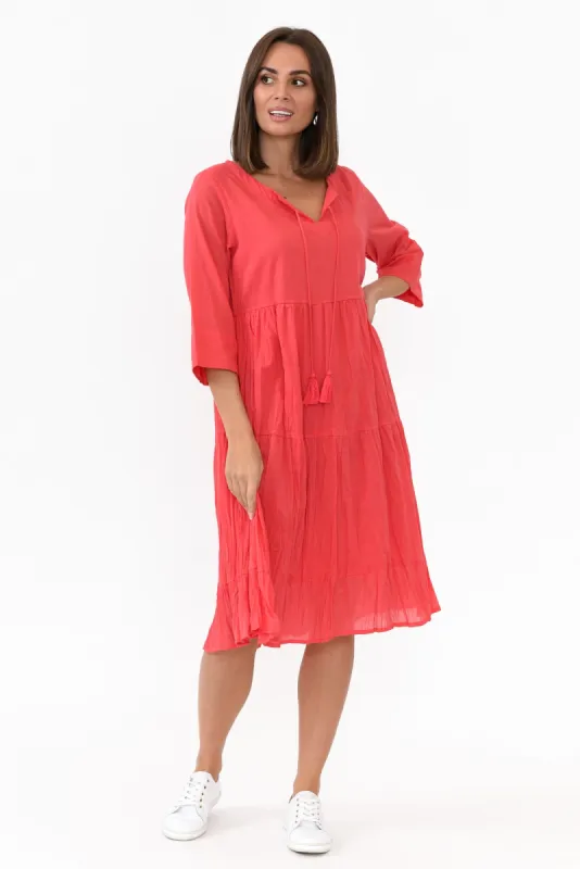 Milana Cherry Crinkle Cotton Dress sold by Blue Bungalow