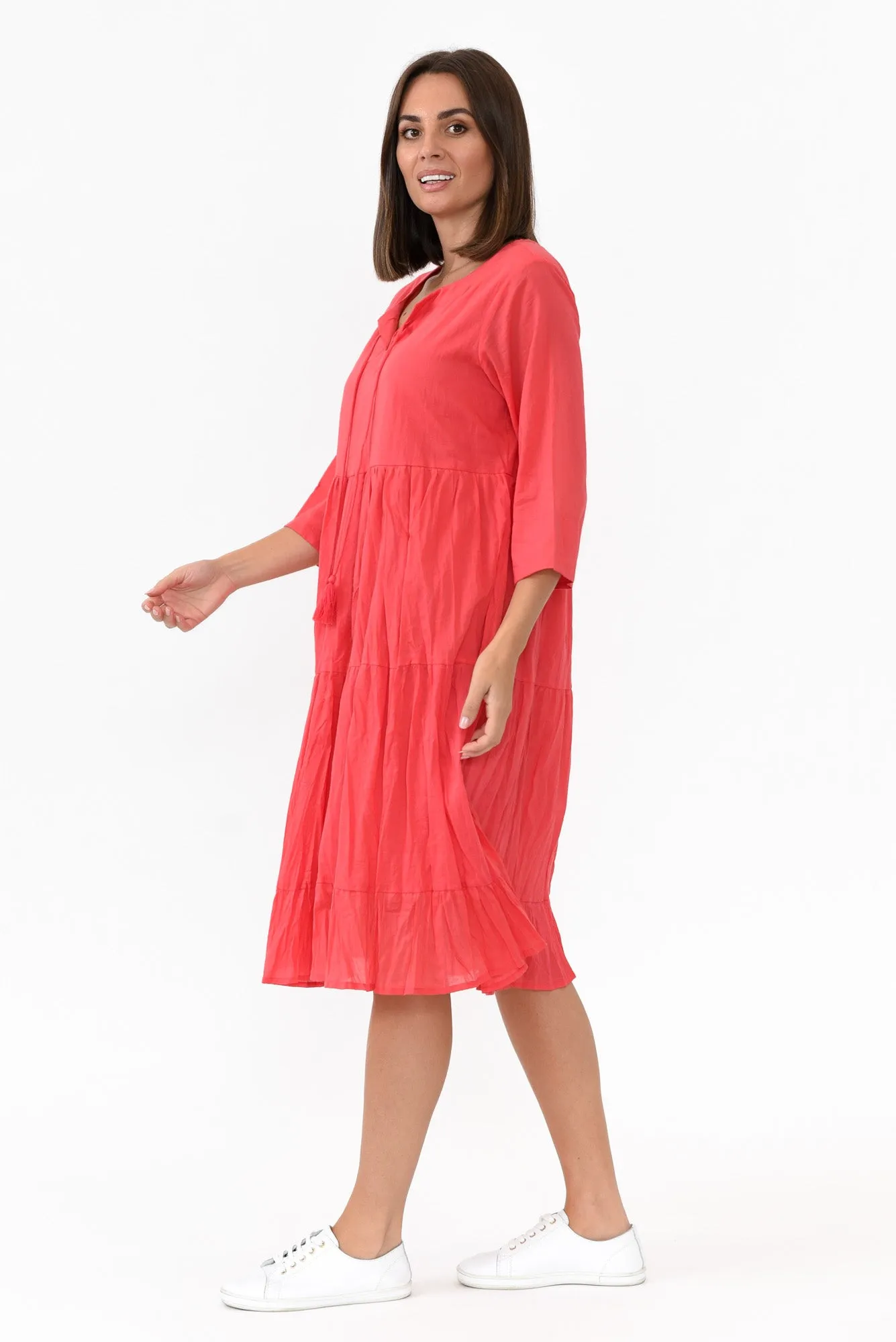 Milana Cherry Crinkle Cotton Dress sold by Blue Bungalow product image thumbnail 5
