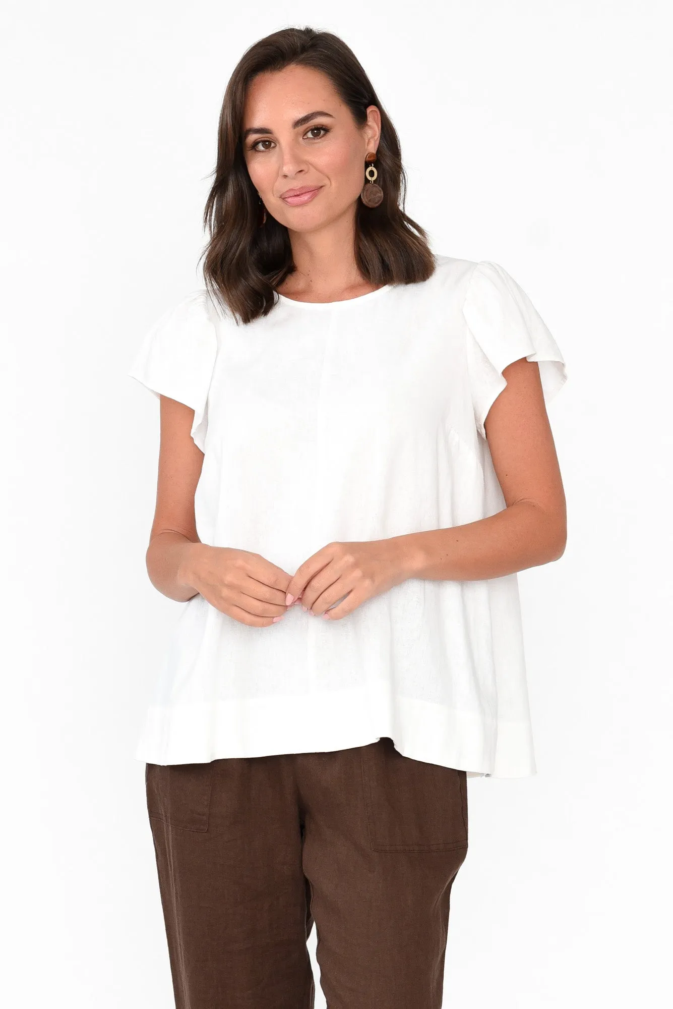 Imogen White Frill Sleeve Top sold by Blue Bungalow
