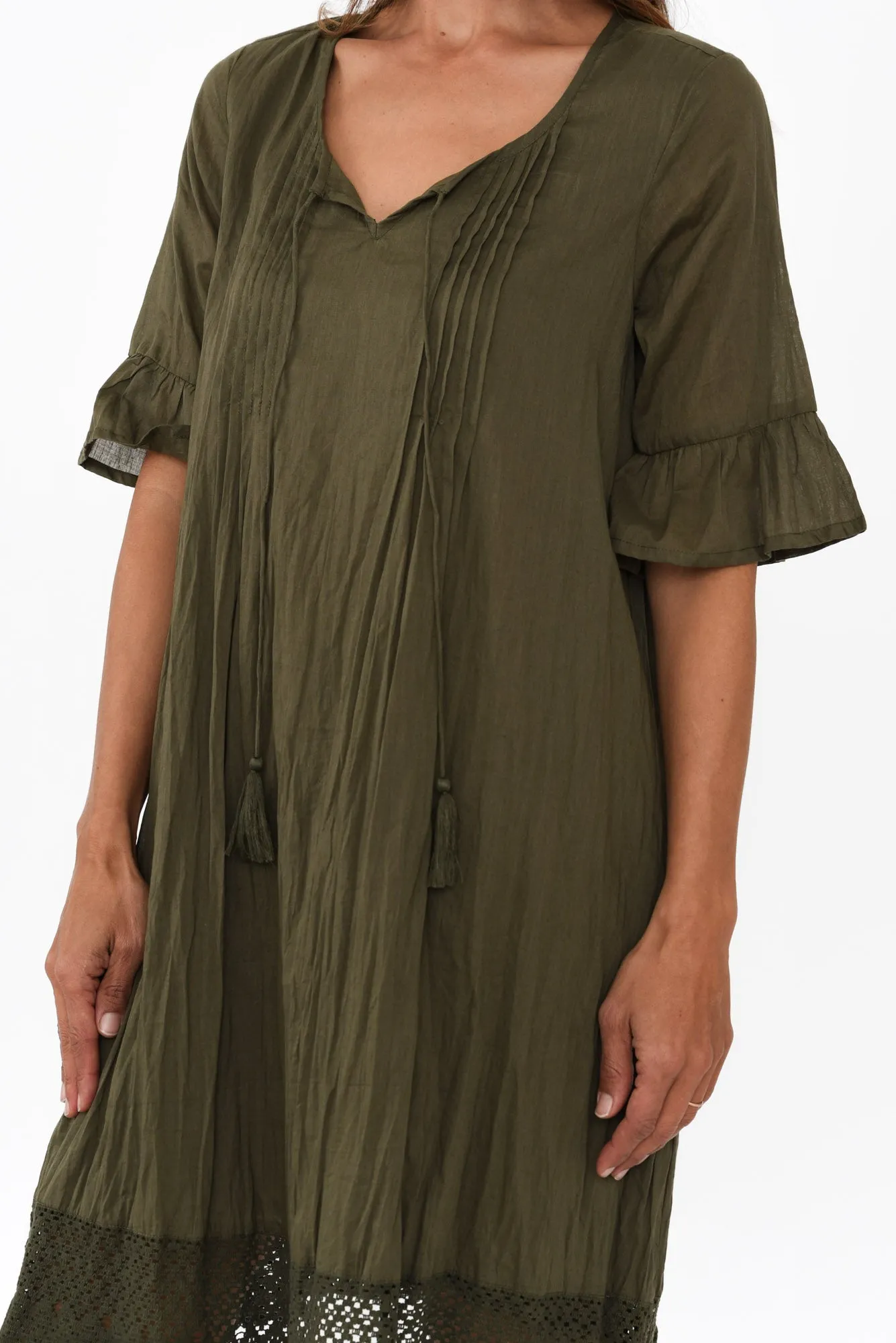 Cayman Khaki Cotton Tunic Dress sold by Blue Bungalow product image thumbnail 5