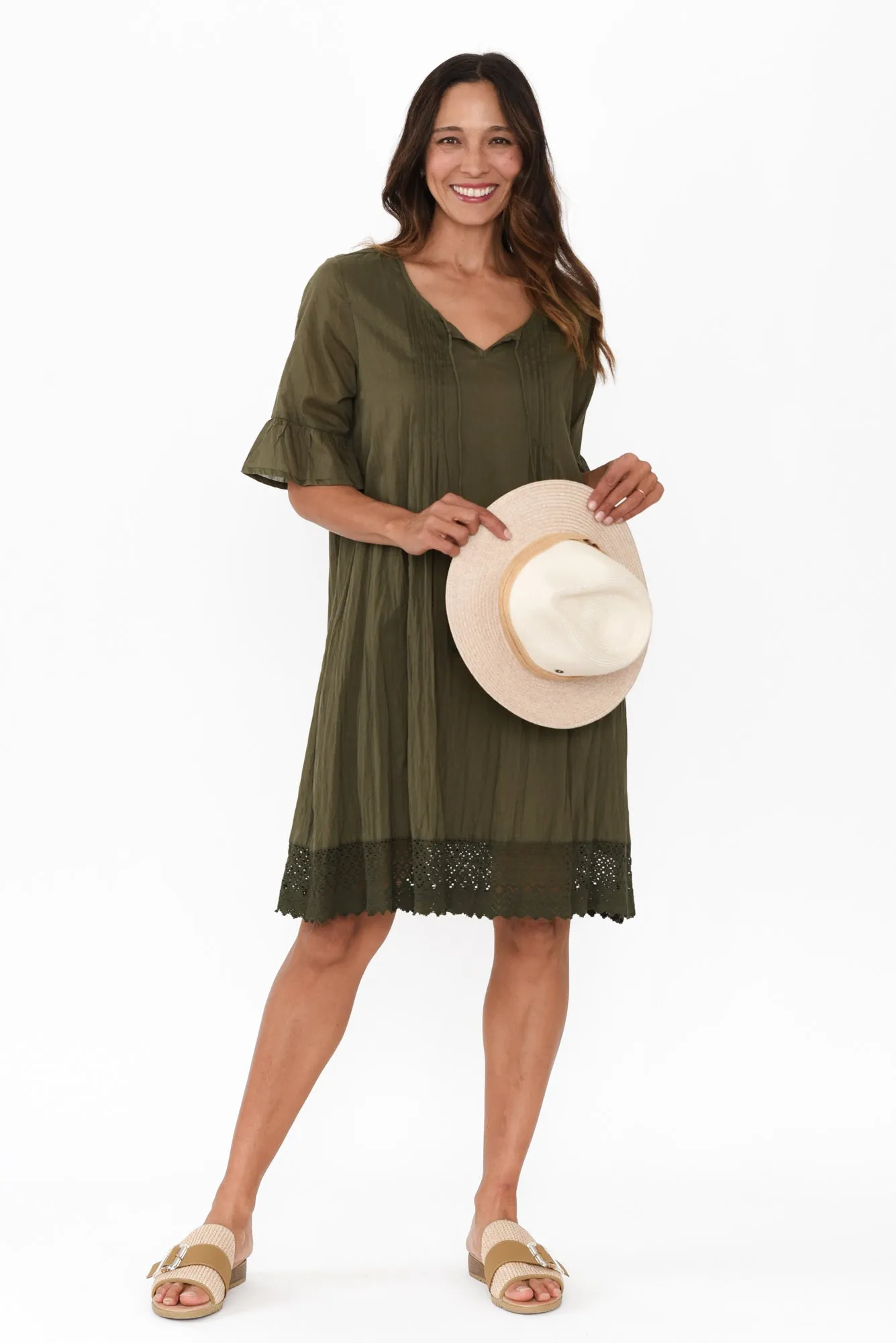 Cayman Khaki Cotton Tunic Dress sold by Blue Bungalow