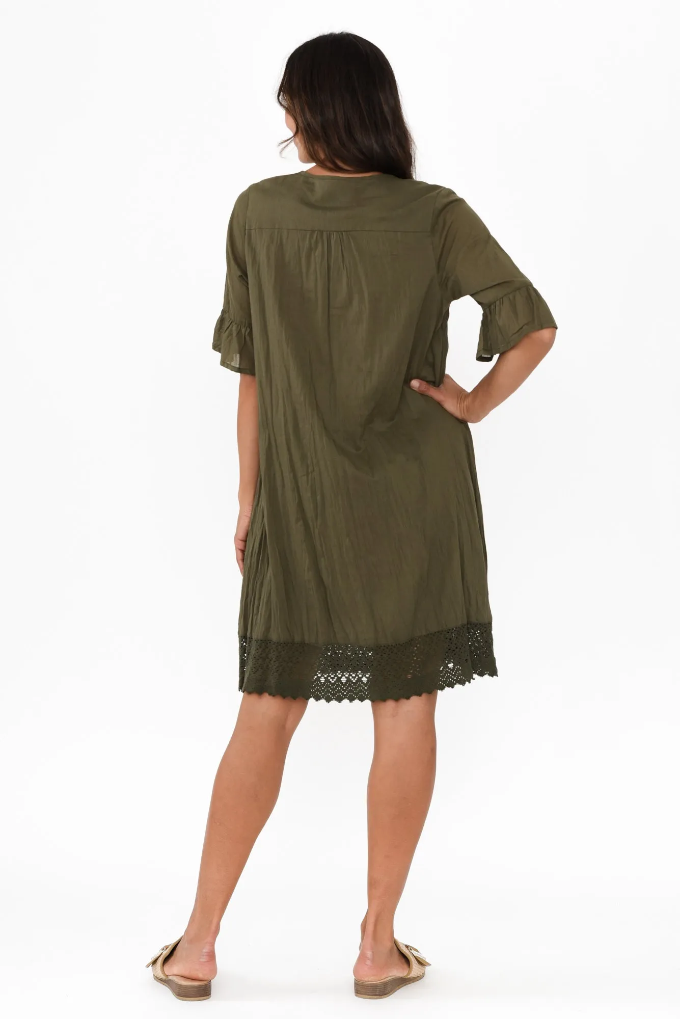 Cayman Khaki Cotton Tunic Dress sold by Blue Bungalow product image thumbnail 4