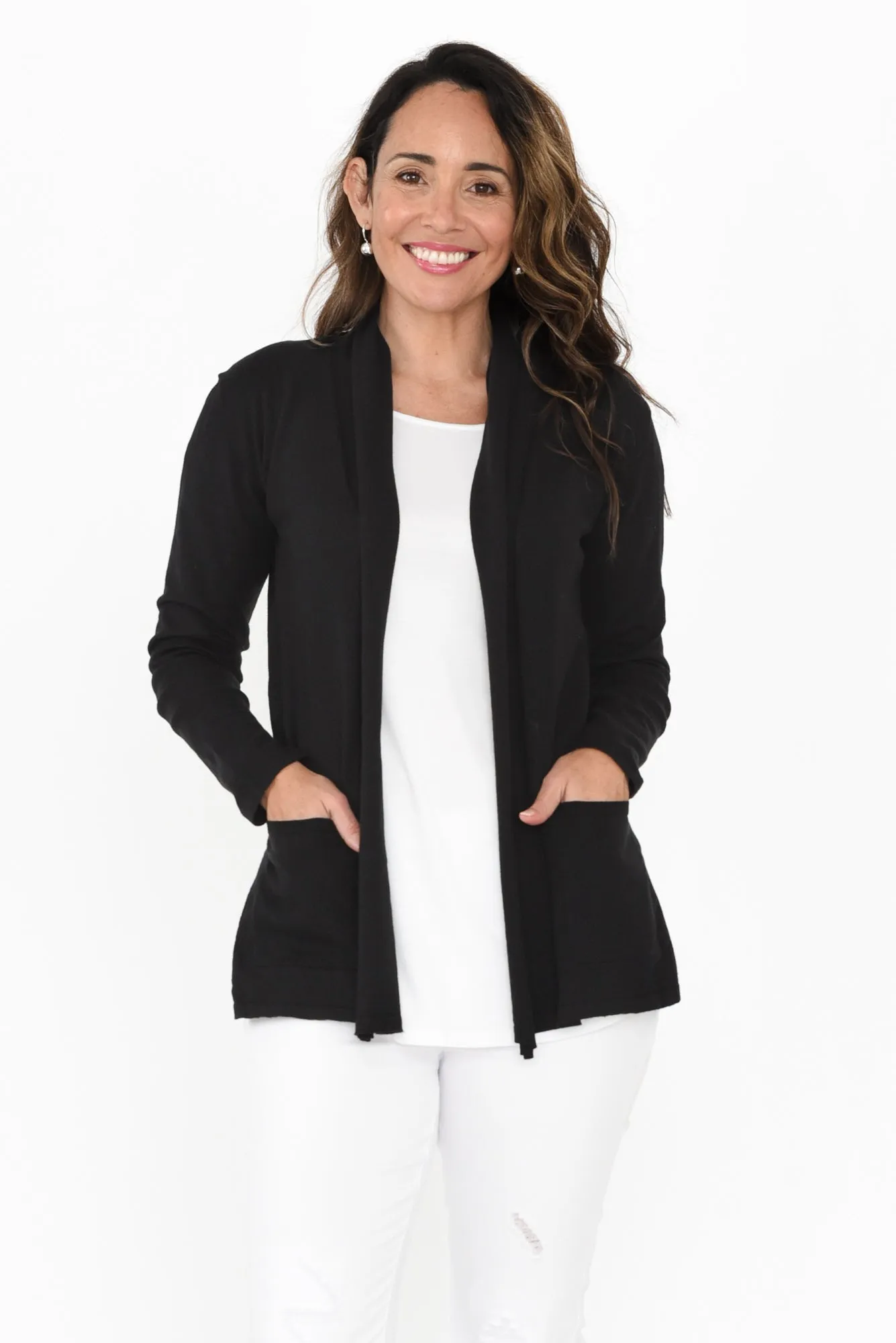 Cally Black Cotton Pocket Cardigan sold by Blue Bungalow