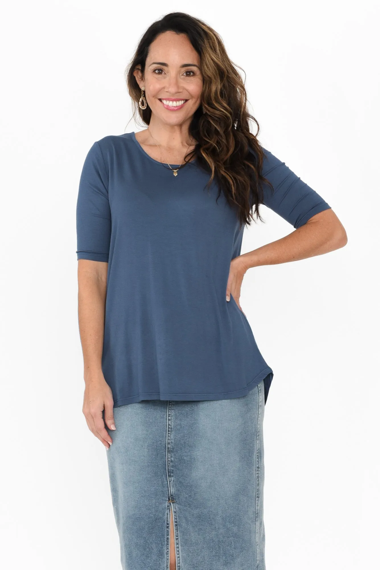 Maya Blue Half Sleeve Tee sold by Blue Bungalow