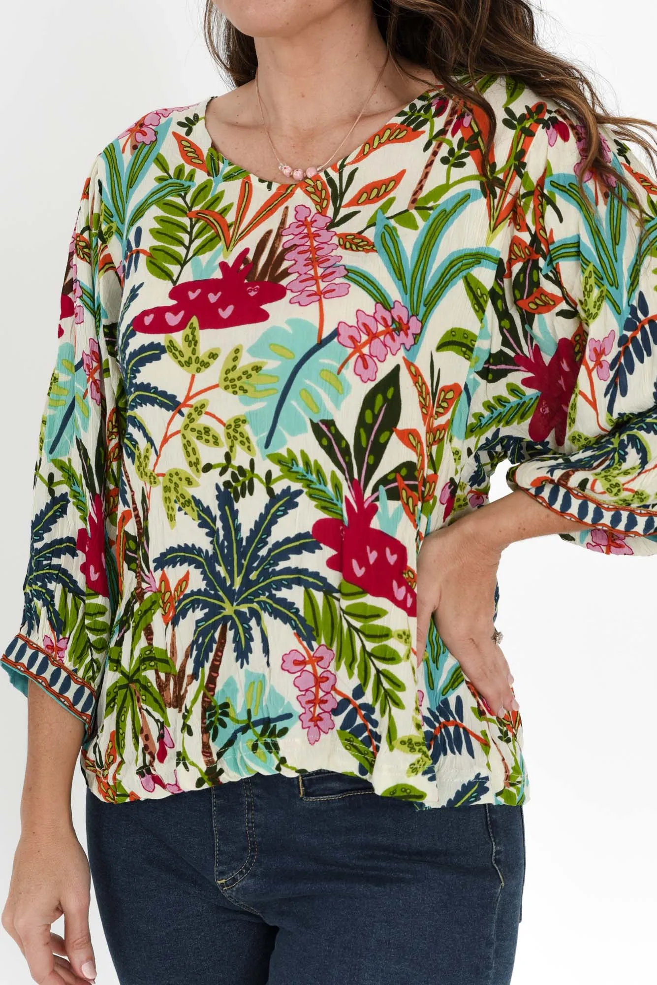 Tawney Green Tropical Crinkle Top sold by Blue Bungalow product image thumbnail 5