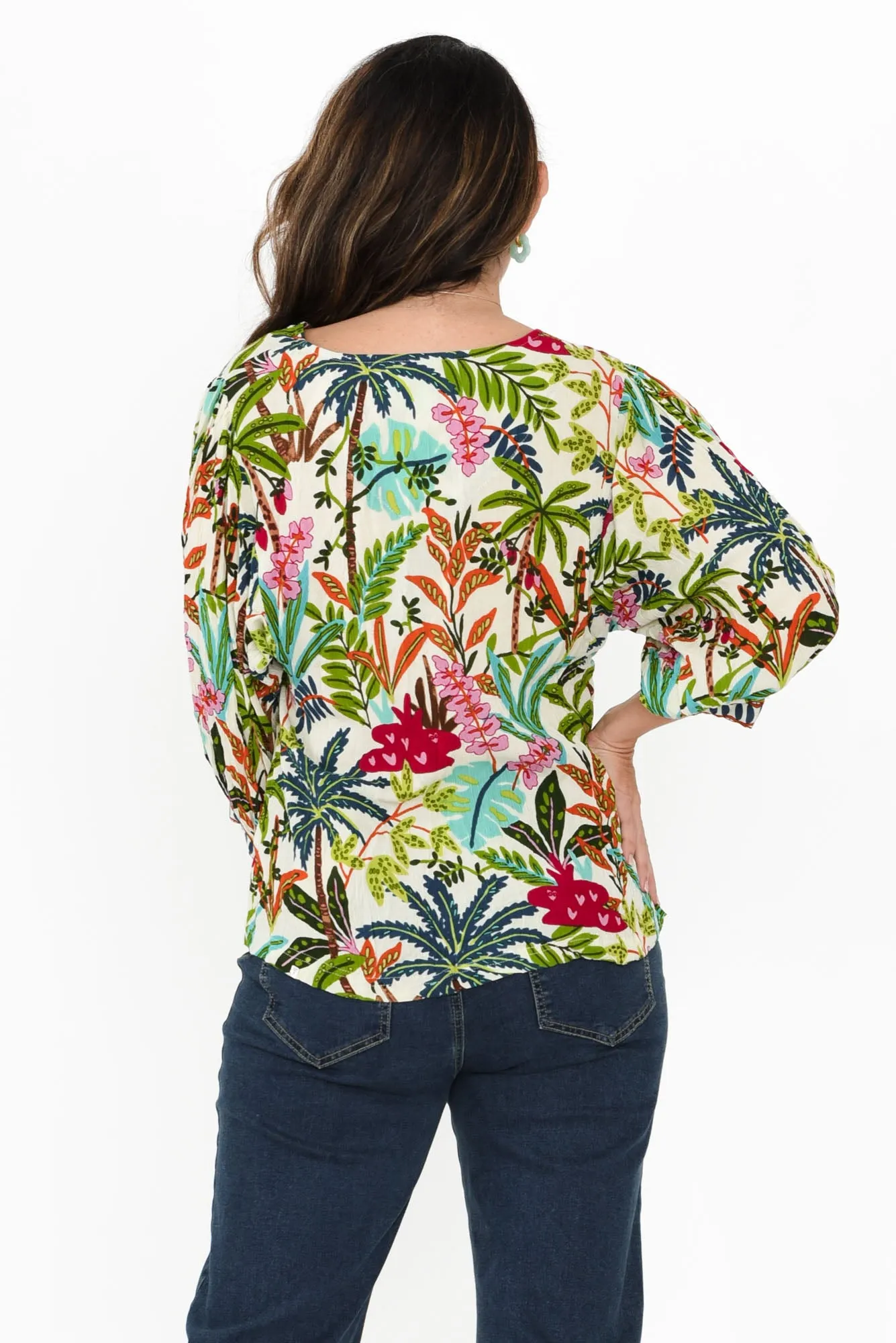 Tawney Green Tropical Crinkle Top sold by Blue Bungalow product image thumbnail 4