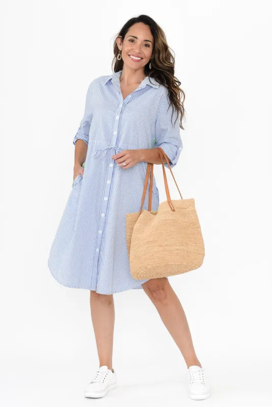 Skyler Blue Stripe Cotton Dress sold by Blue Bungalow