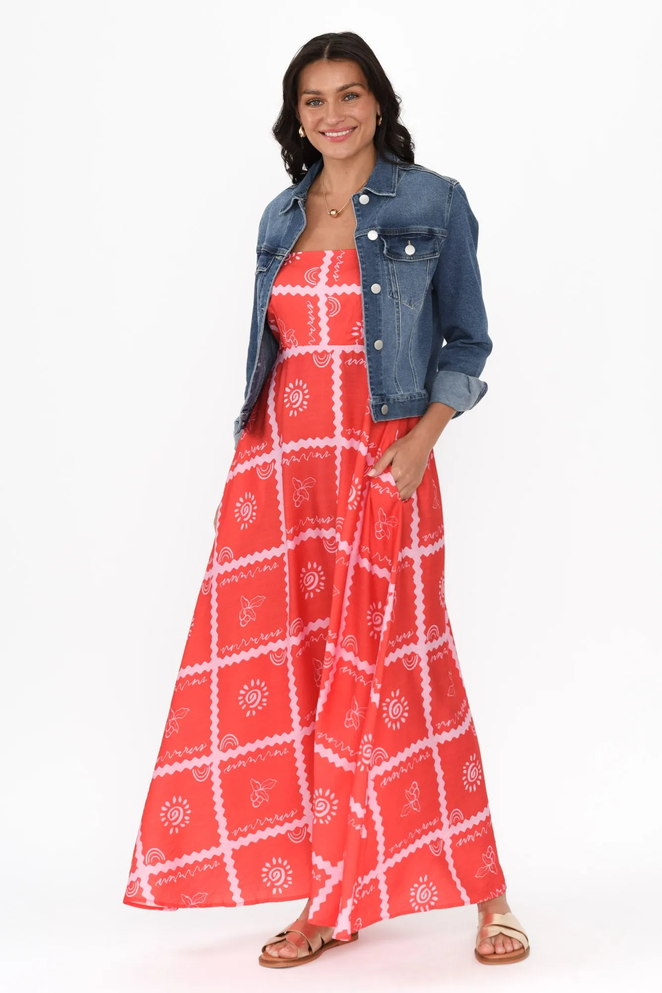 Julietta Red Tile Maxi Dress sold by Blue Bungalow product image thumbnail 2
