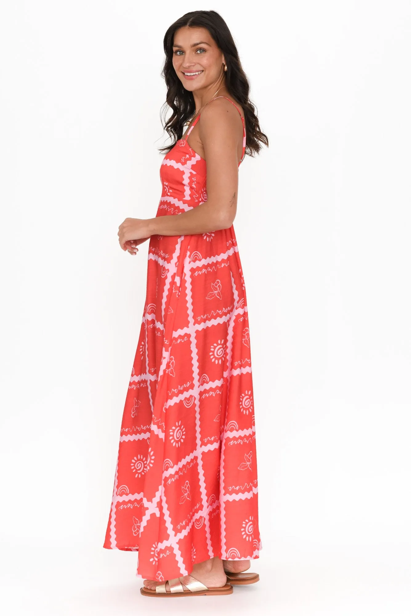 Julietta Red Tile Maxi Dress sold by Blue Bungalow product image thumbnail 3