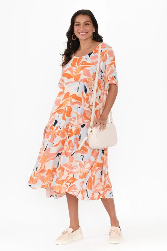 Adley Orange Floral Crescent Dress sold by Blue Bungalow