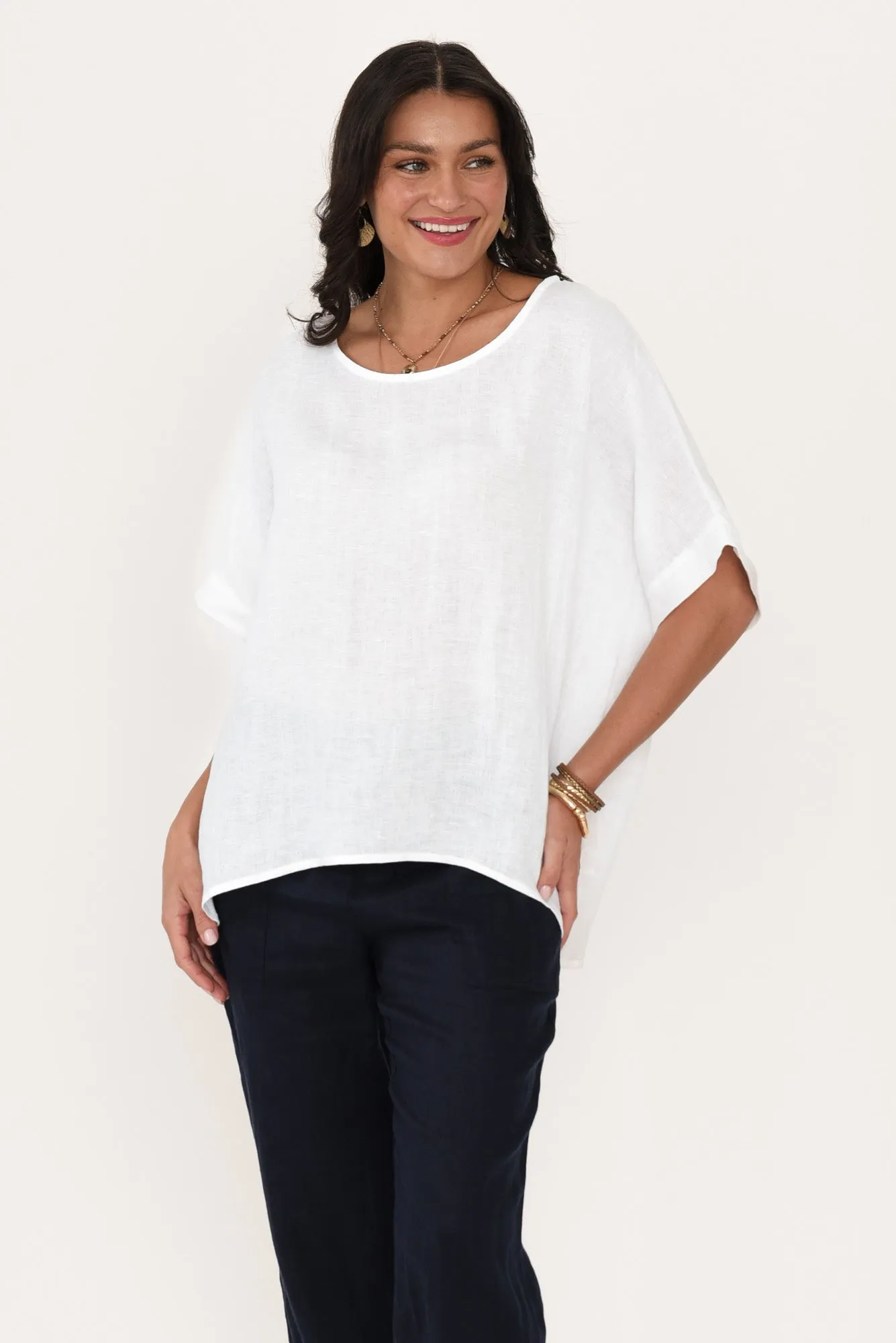 Chaya White Linen Top sold by Blue Bungalow