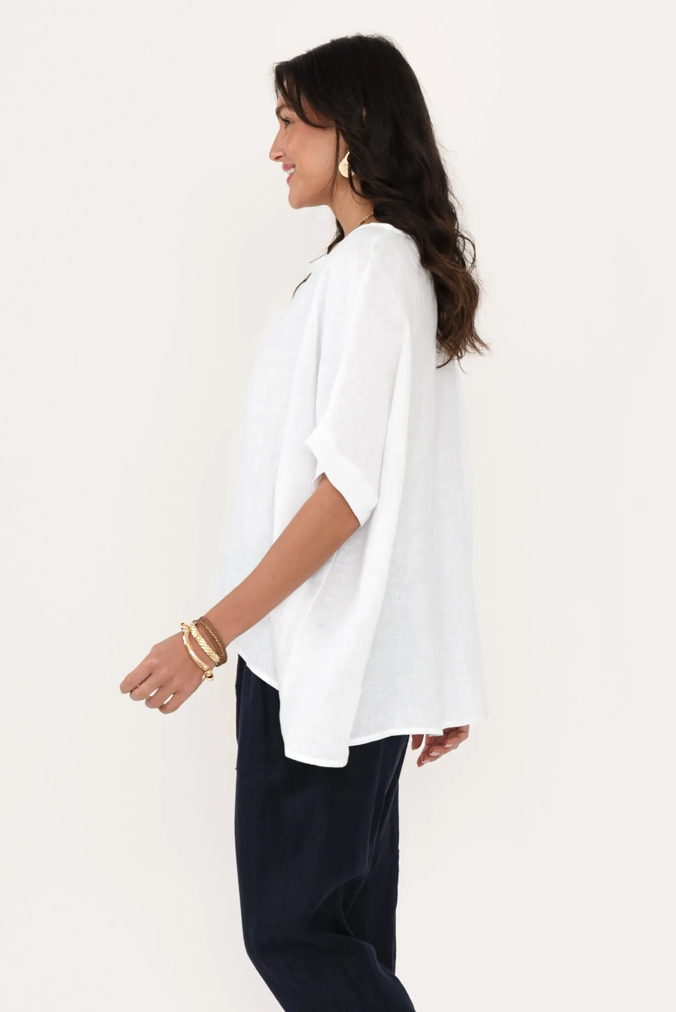 Chaya White Linen Top sold by Blue Bungalow product image thumbnail 3