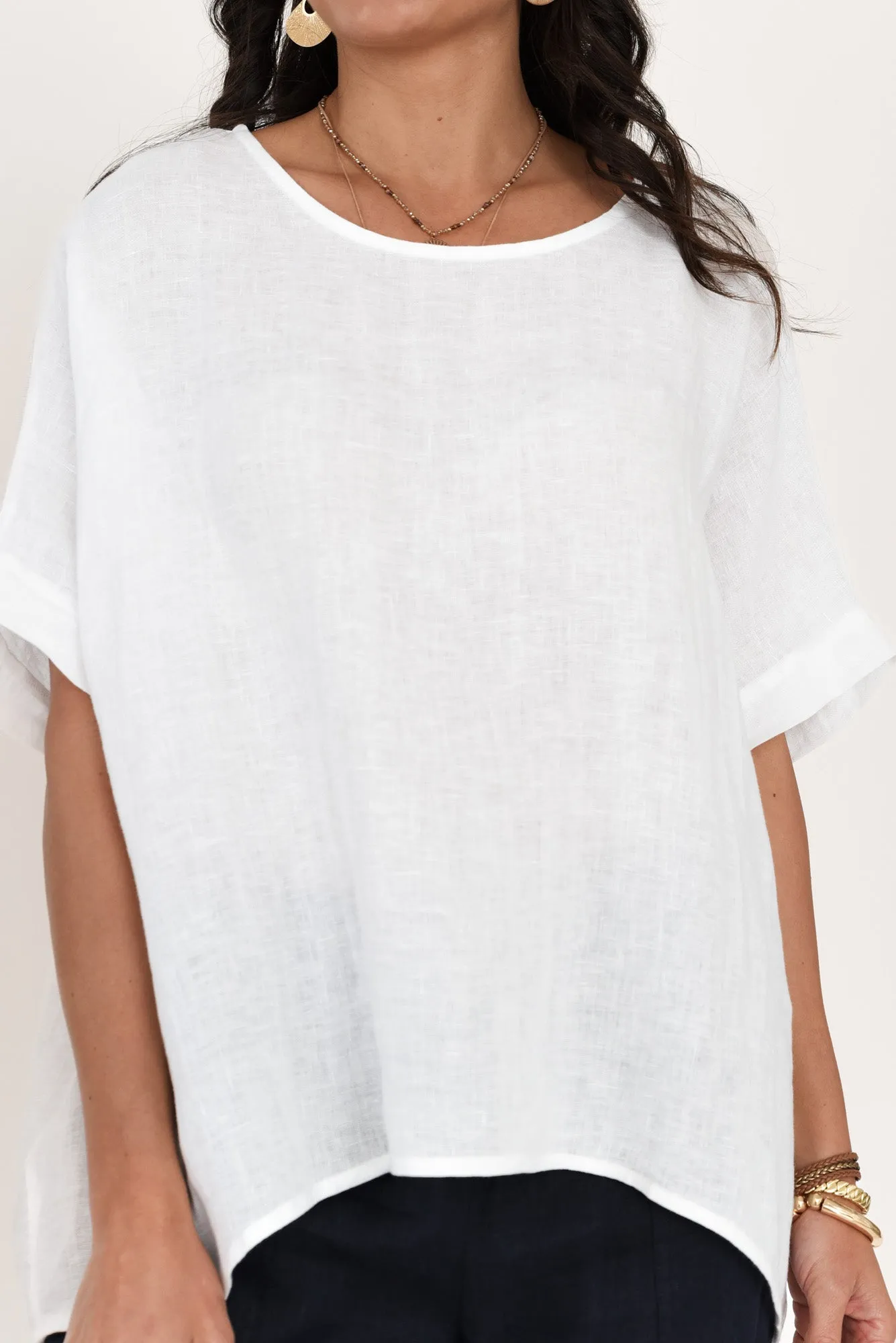 Chaya White Linen Top sold by Blue Bungalow product image thumbnail 5