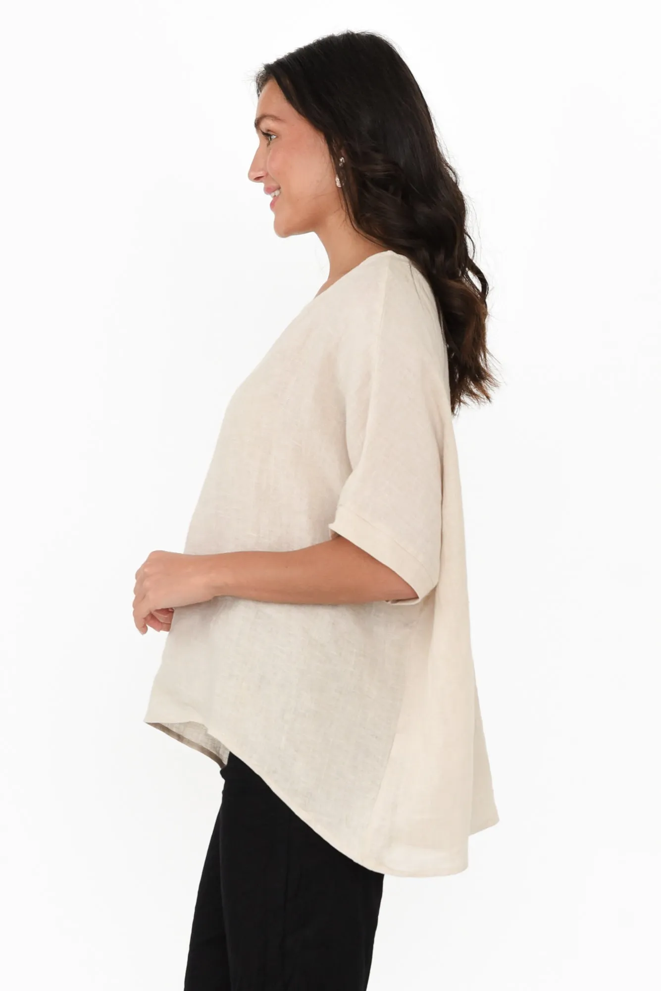 Chaya Beige Linen Top sold by Blue Bungalow product image thumbnail 3