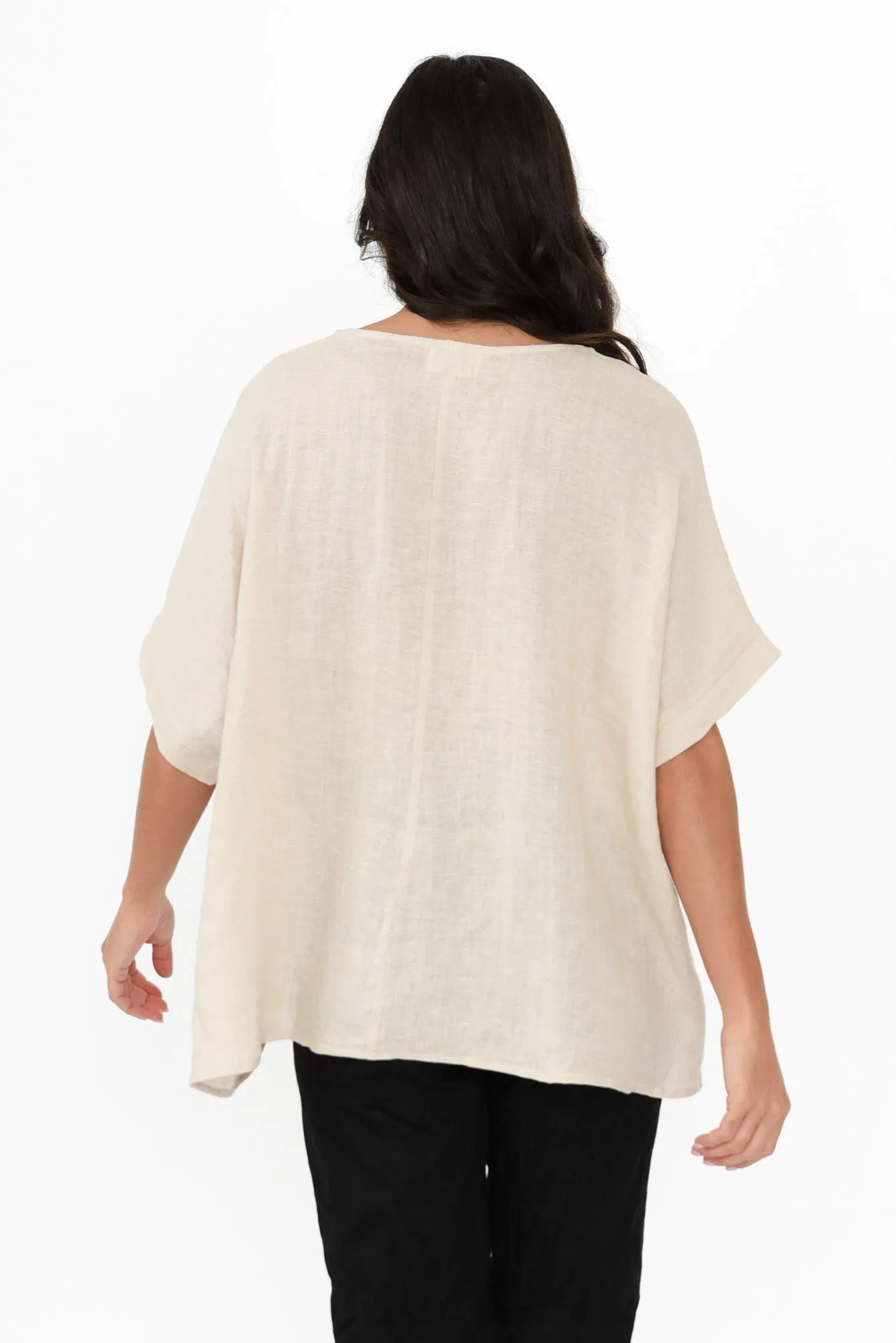 Chaya Beige Linen Top sold by Blue Bungalow product image thumbnail 4
