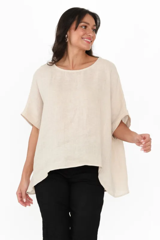 Chaya Beige Linen Top sold by Blue Bungalow