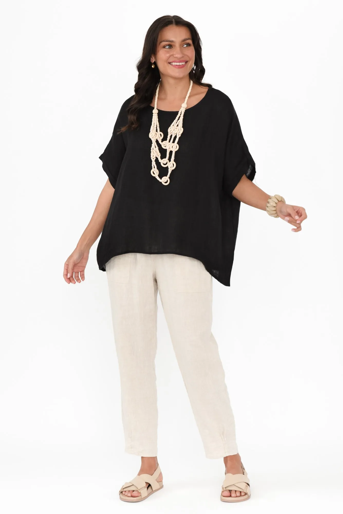 Chaya Black Linen Top sold by Blue Bungalow product image thumbnail 2