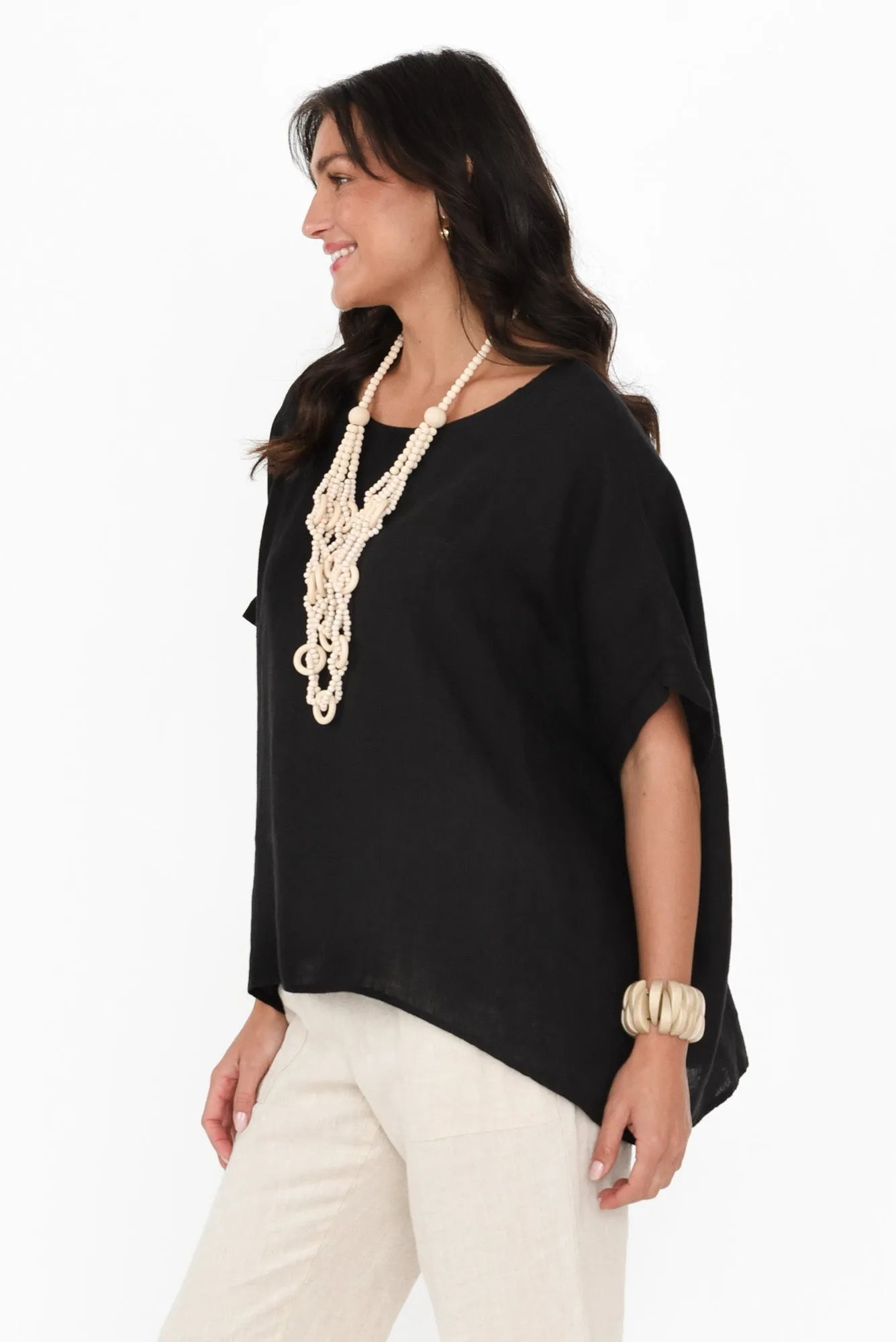 Chaya Black Linen Top sold by Blue Bungalow product image thumbnail 3